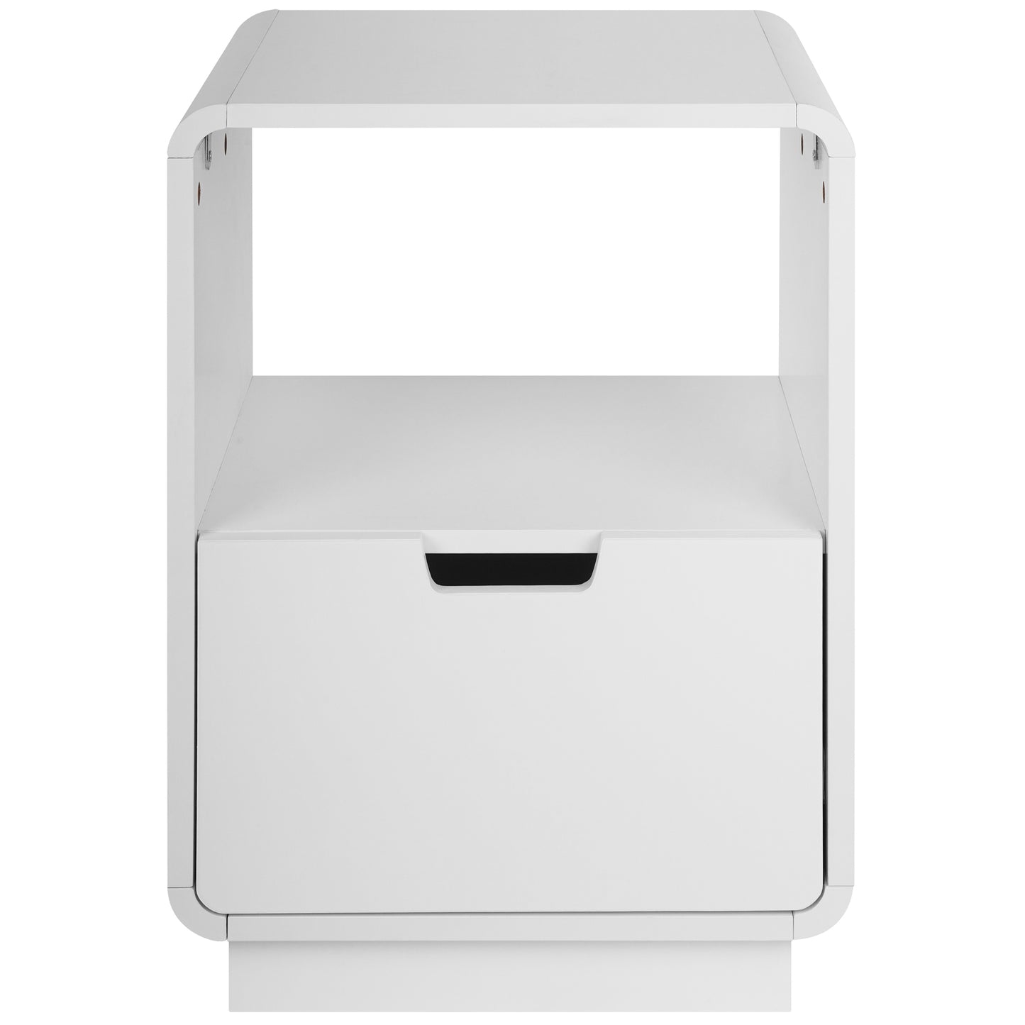 eHemco Contemporary Side Table End Table with Storage Drawer, White, 22.8H x 15.7W x 15D inches