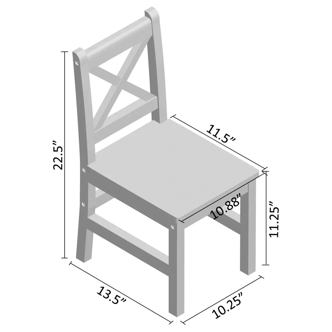 eHemco Solid Hard Wood Kids Table and Chair Set (4 Chairs Included), 5 Piece Set
