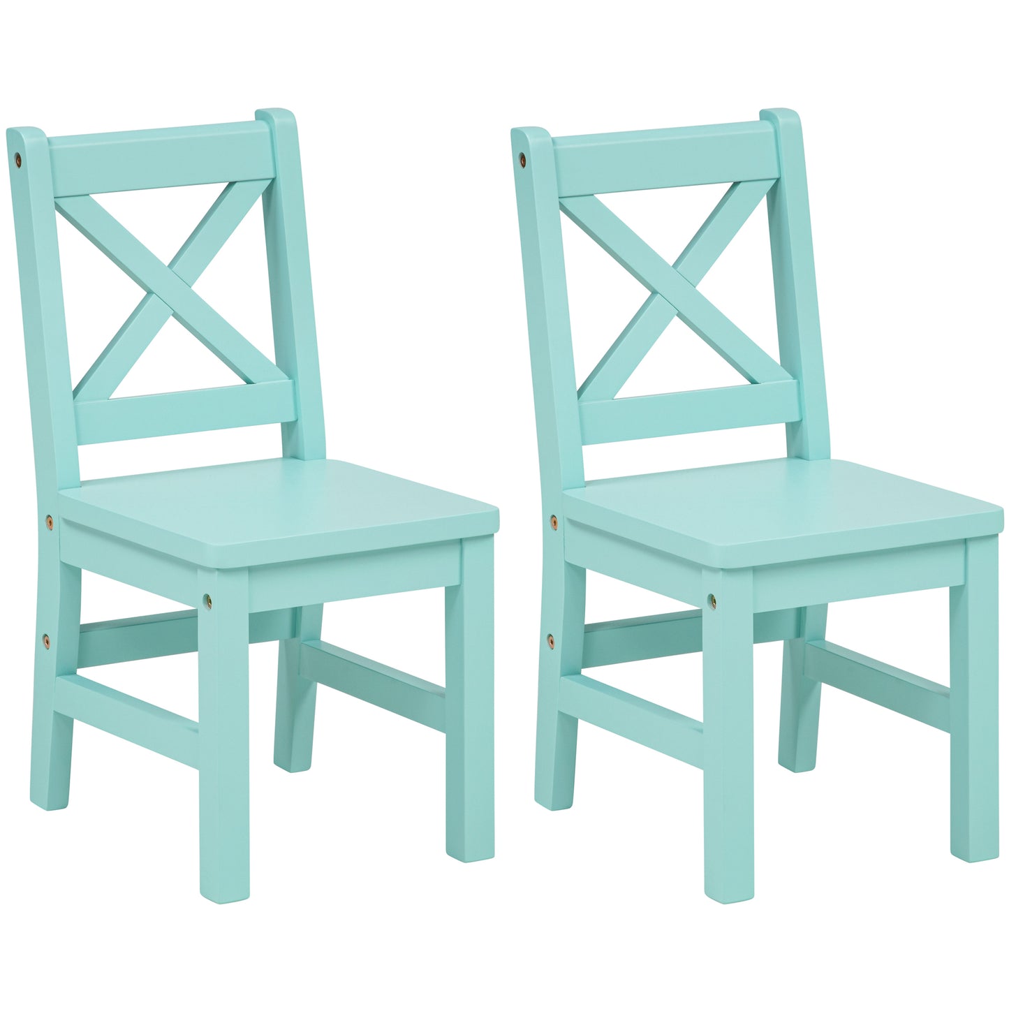 eHemco Solid Hard Wood X Back Kids Chair, Set of 2