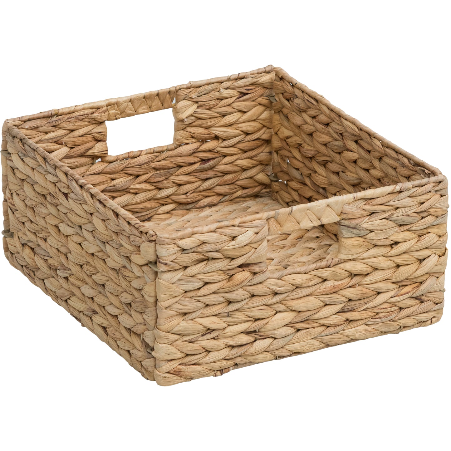 eHemco Large Square Woven Hyacinth Wicker Pantry Storage Baskets with Iron Wire Frame, 12"x12"x6", Natural