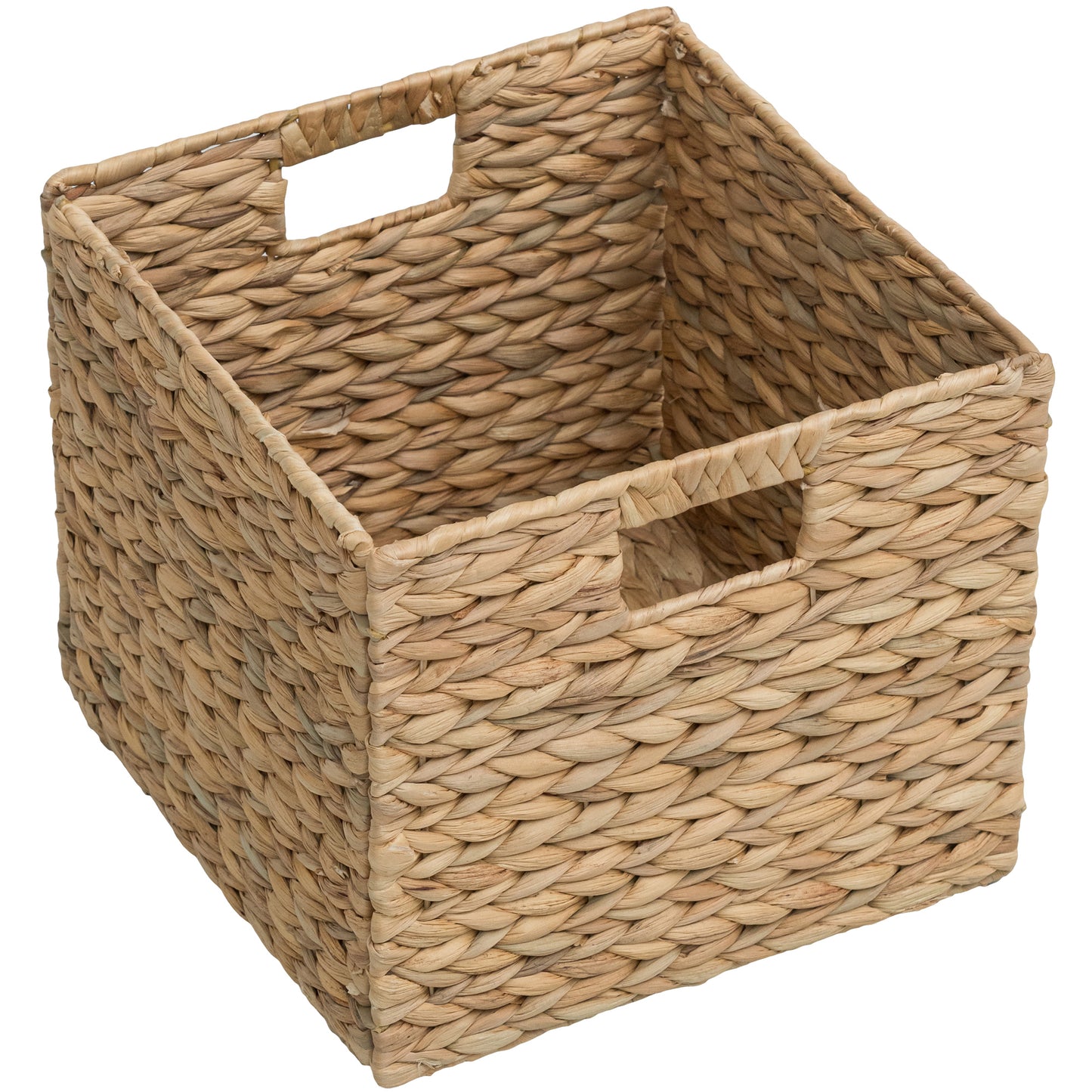 eHemco Large Square Woven Hyacinth Wicker Pantry Storage Baskets with Iron Wire Frame, 11"x11"x10", Natural
