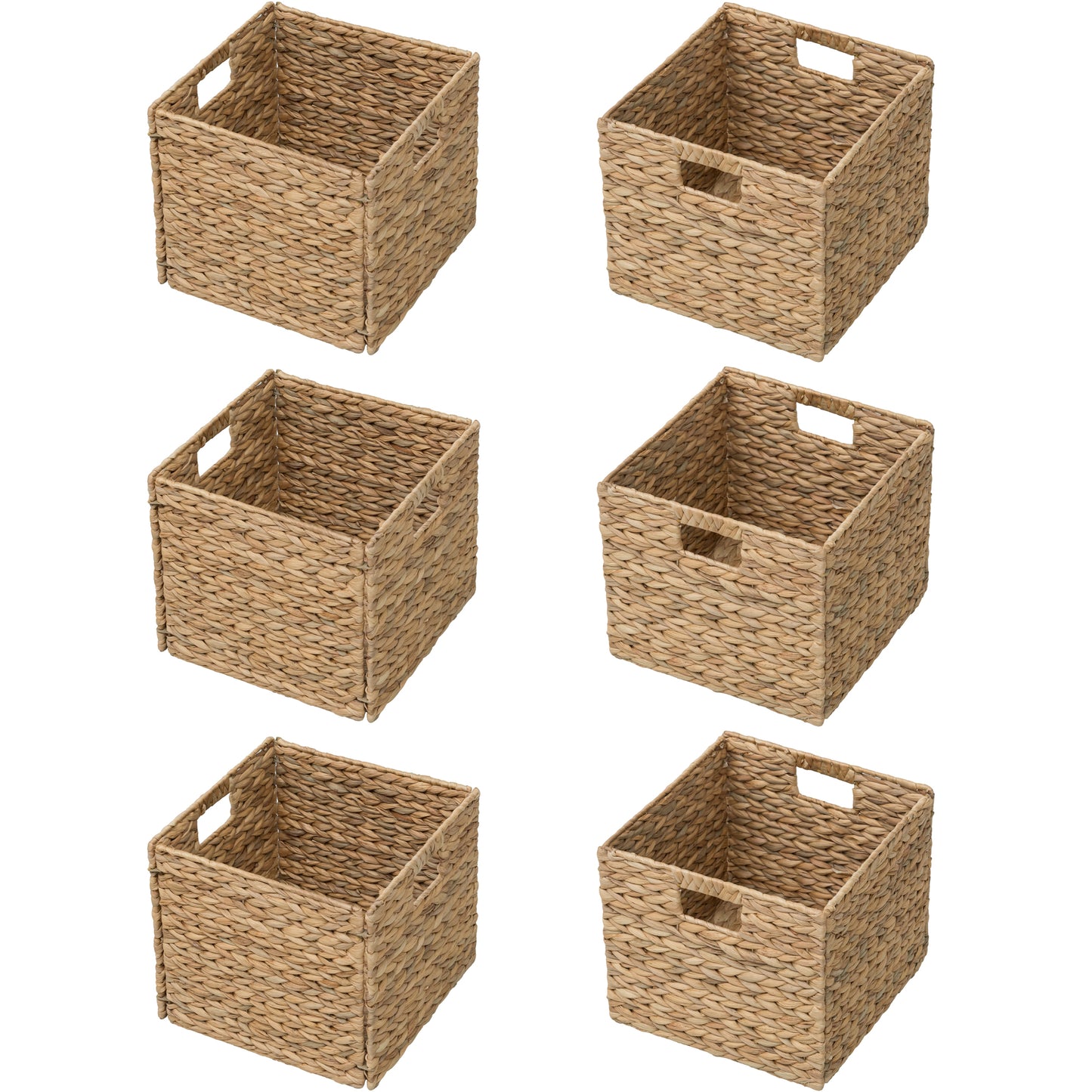 eHemco Large Square Woven Hyacinth Wicker Pantry Storage Baskets with Iron Wire Frame, 11"x11"x10", Natural
