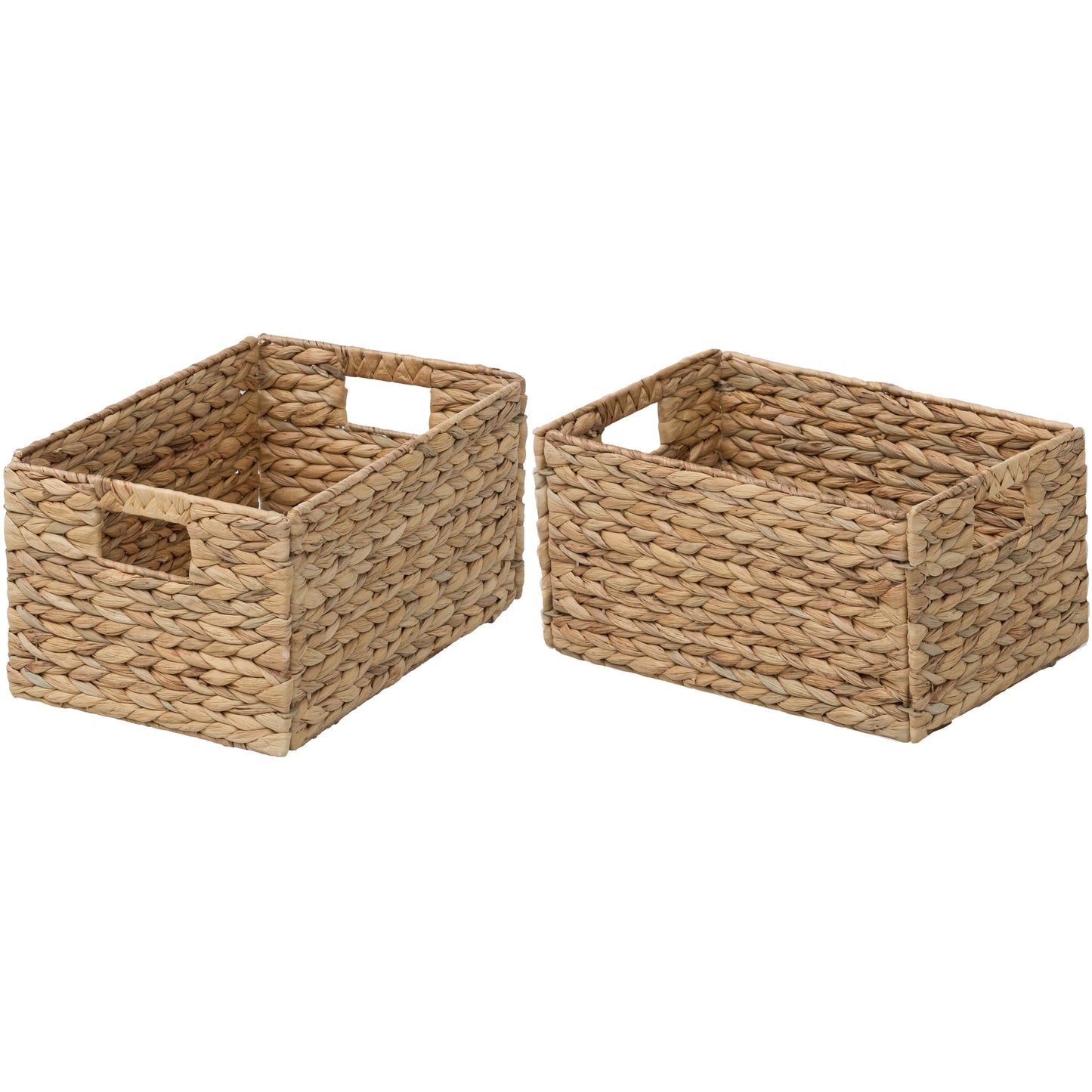 eHemco Rectangular Woven Hyacinth Wicker Pantry Storage Baskets with Iron Wire Frame, 13.25"x9"x7", Natural