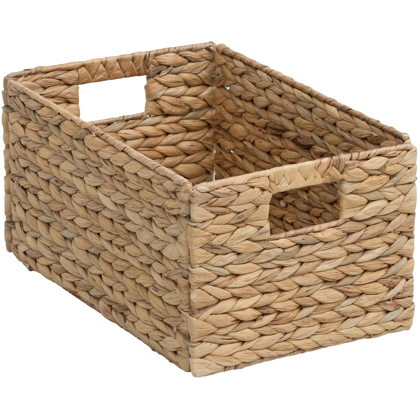 eHemco Rectangular Woven Hyacinth Wicker Pantry Storage Baskets with Iron Wire Frame, 13.25"x9"x7", Natural
