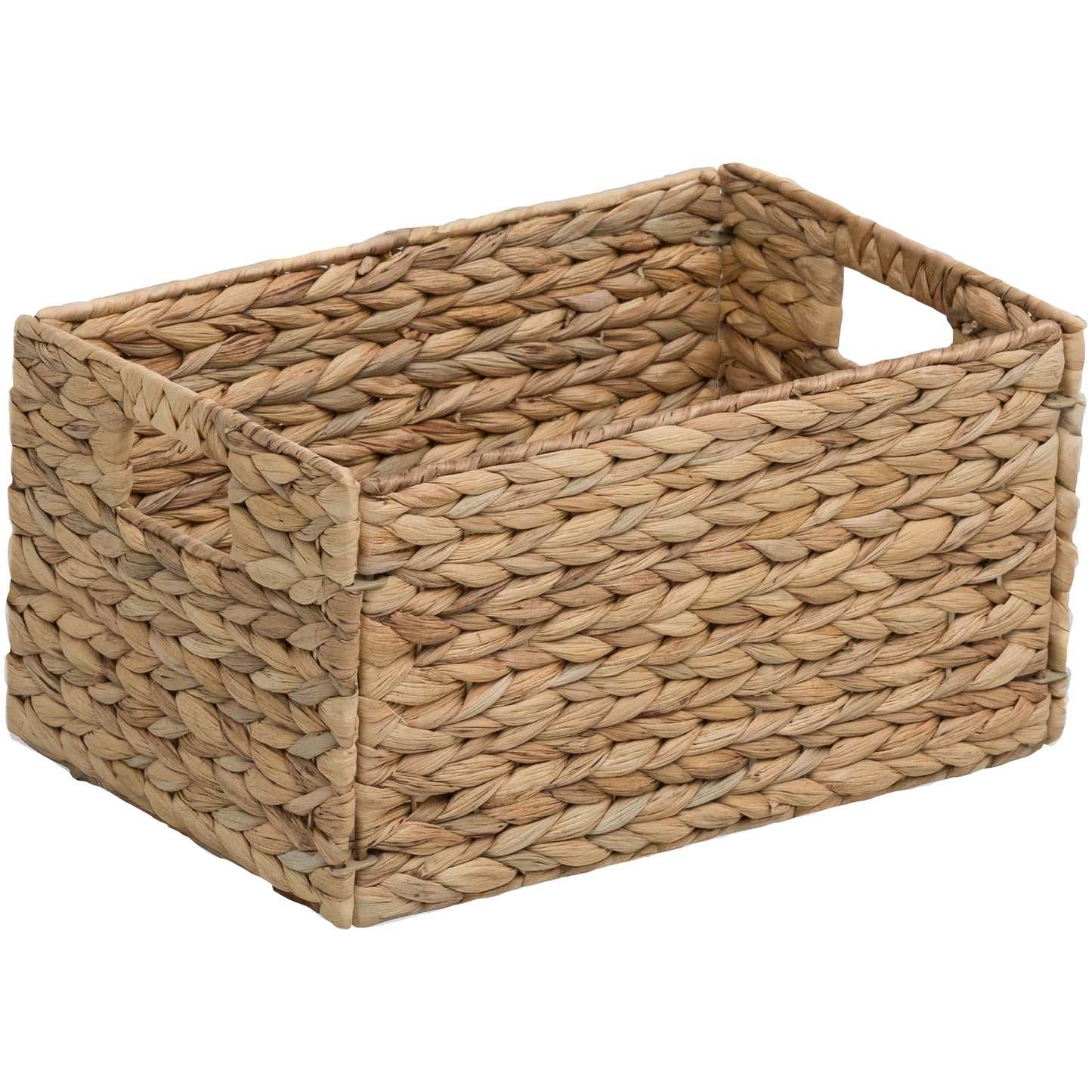 eHemco Rectangular Woven Hyacinth Wicker Pantry Storage Baskets with Iron Wire Frame, 13.25"x9"x7", Natural