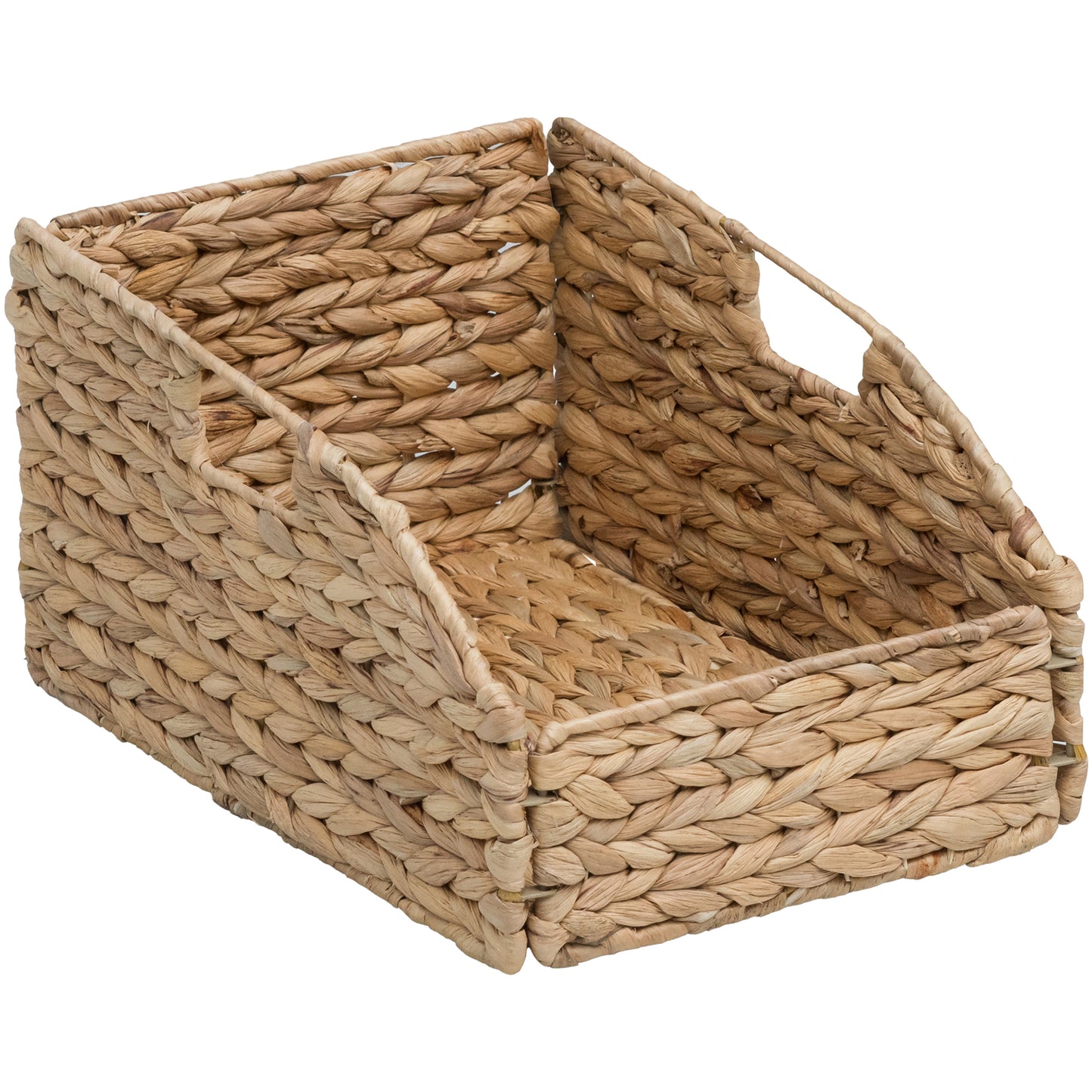 eHemco Trapezoid Woven Hyacinth Wicker Pantry Storage Baskets with Iron Wire Frame, 13.25"x9"x7/3.5", Natural