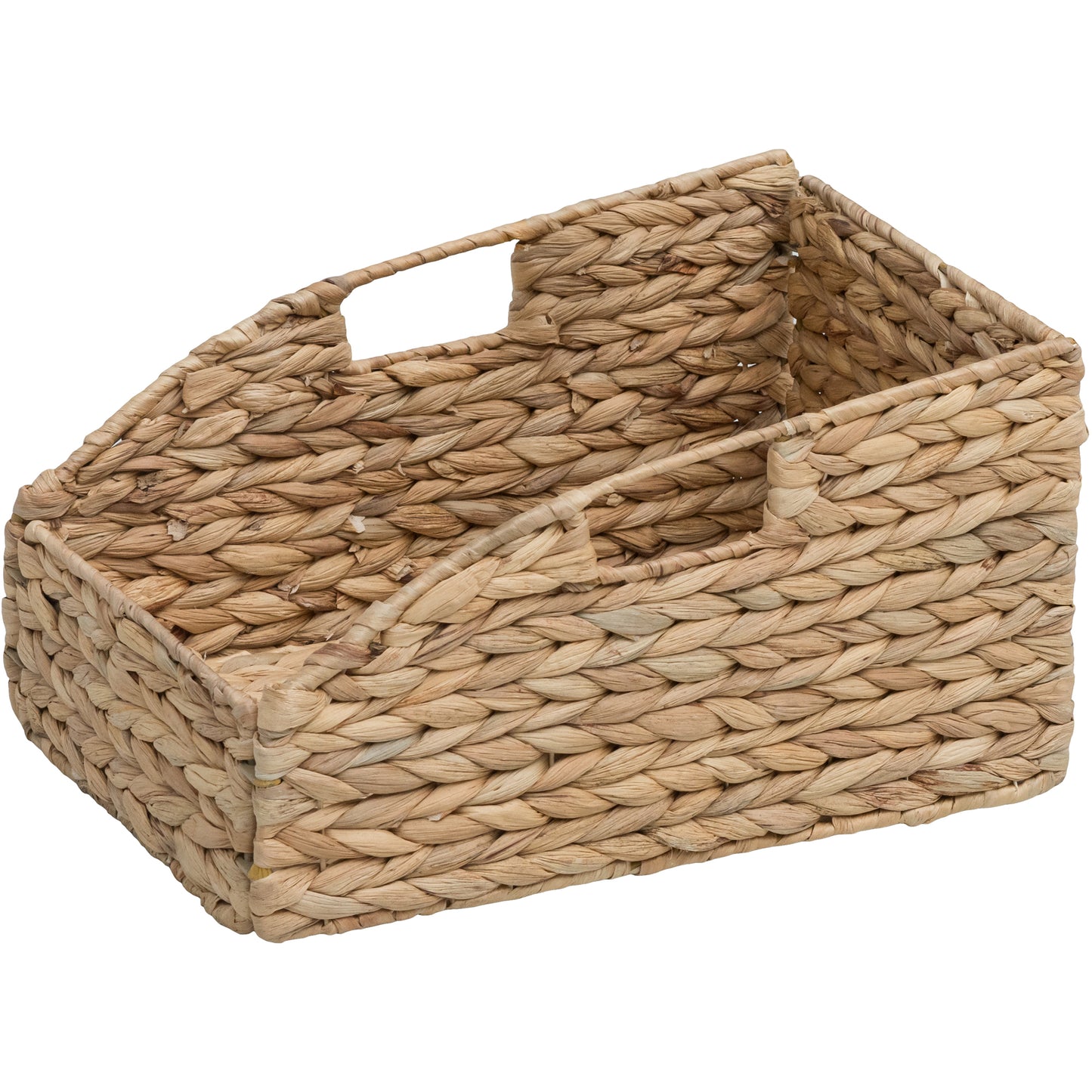 eHemco Trapezoid Woven Hyacinth Wicker Pantry Storage Baskets with Iron Wire Frame, 13.25"x9"x7/3.5", Natural