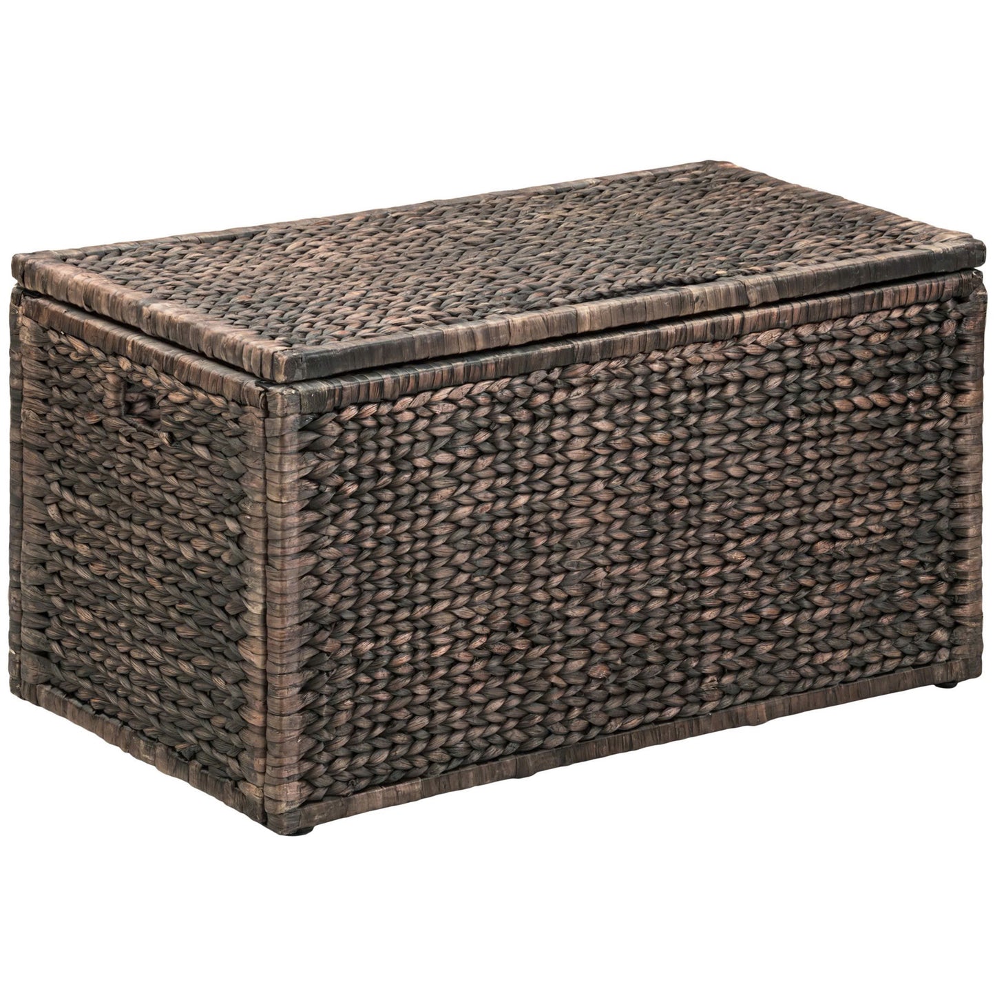 eHemco Heavy-duty Water Hyacinth Wicker Storage Trunk with Metal Frame, 36 by 20 by 18.5 Inches, Brown Wash