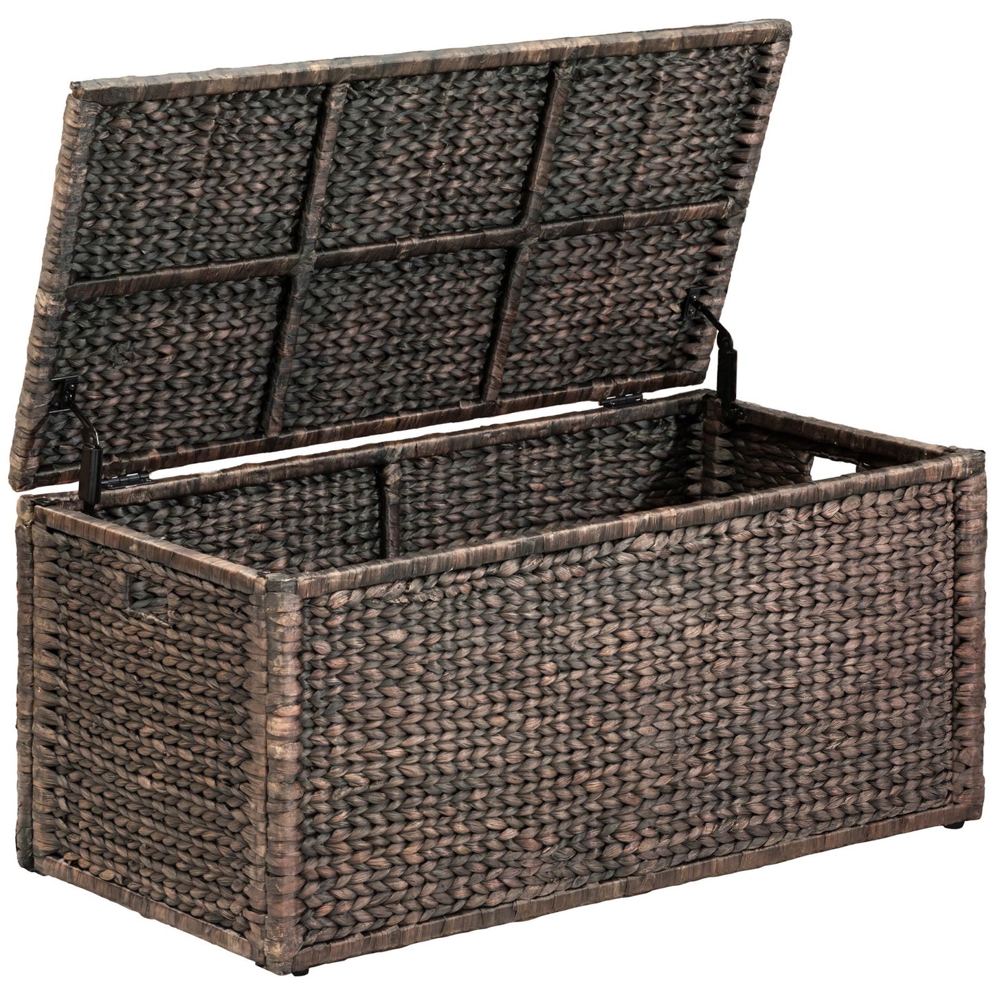 eHemco Heavy-duty Water Hyacinth Wicker Storage Trunk with Metal Frame, 42 by 20 by 18.5 Inches, Brown Wash