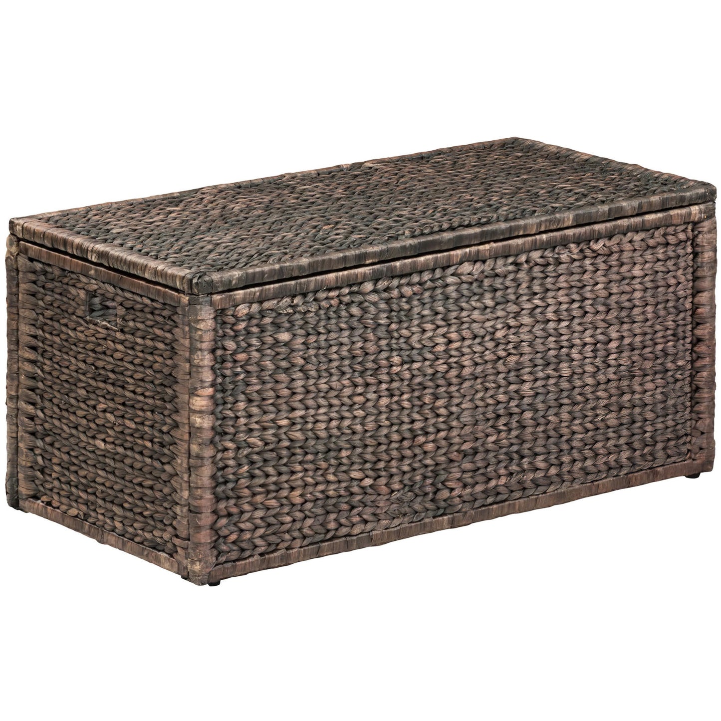 eHemco Heavy-duty Water Hyacinth Wicker Storage Trunk with Metal Frame, 42 by 20 by 18.5 Inches, Brown Wash
