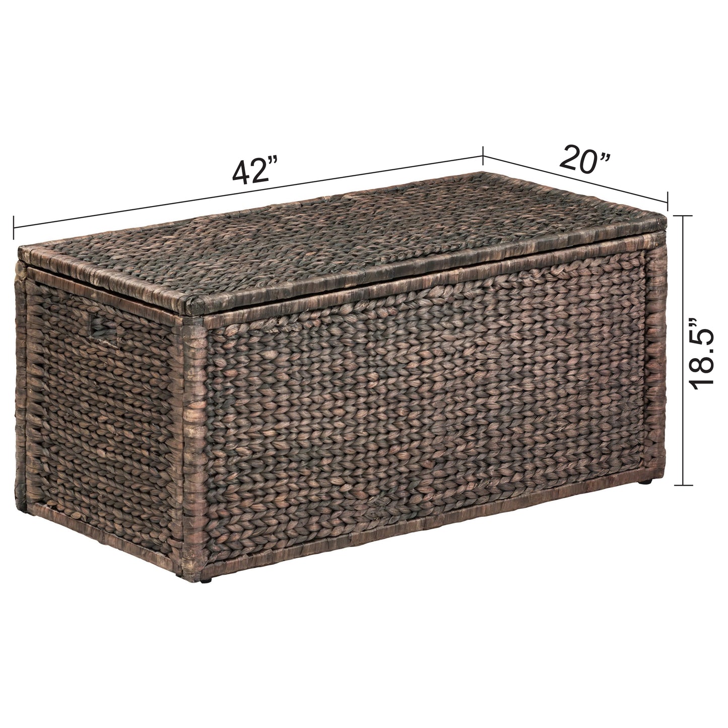 eHemco Heavy-duty Water Hyacinth Wicker Storage Trunk with Metal Frame, 42 by 20 by 18.5 Inches, Brown Wash