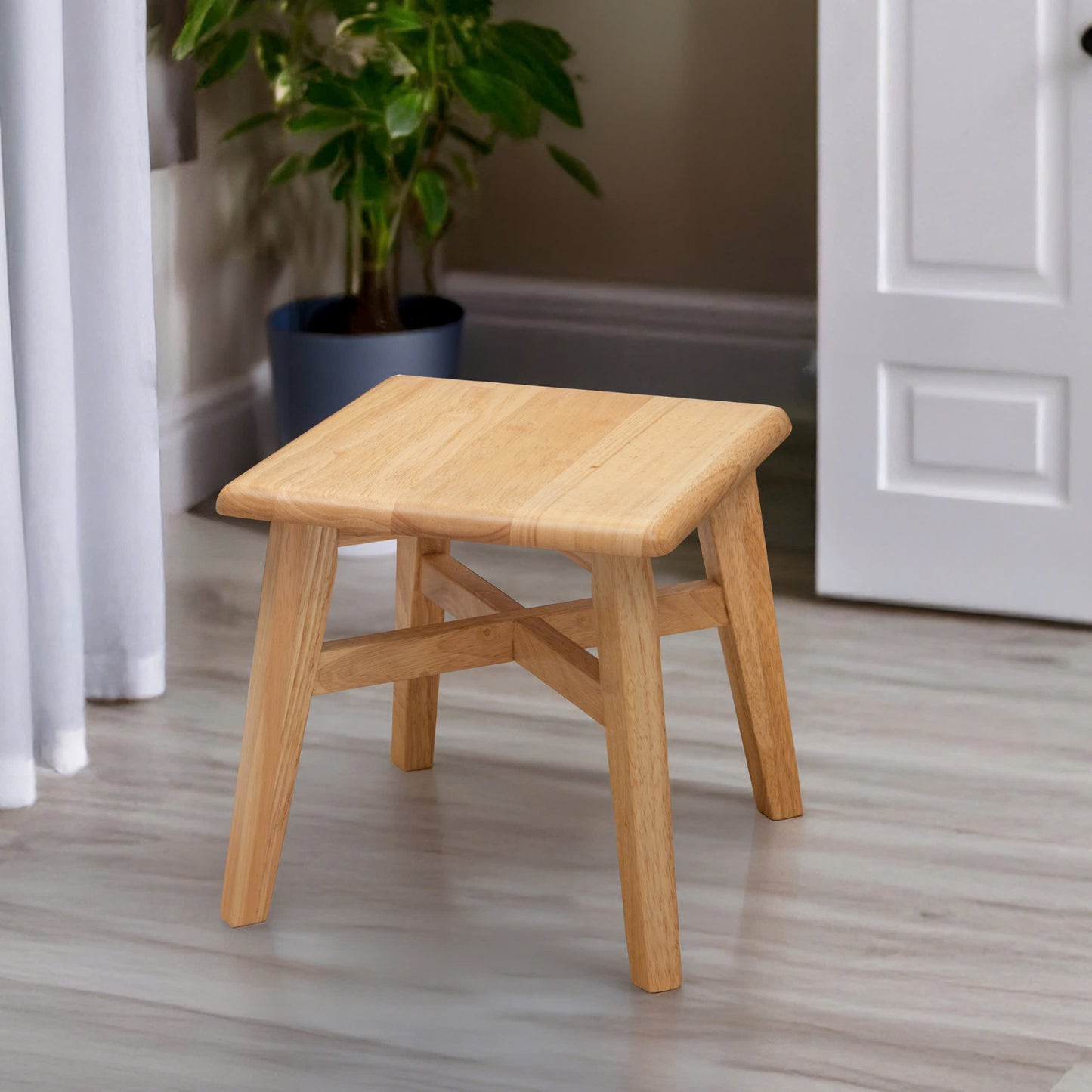 eHemco Solid Hardwood Step Stool with Double Cross Brace Support for Adults and Kids, 12.25 Inches