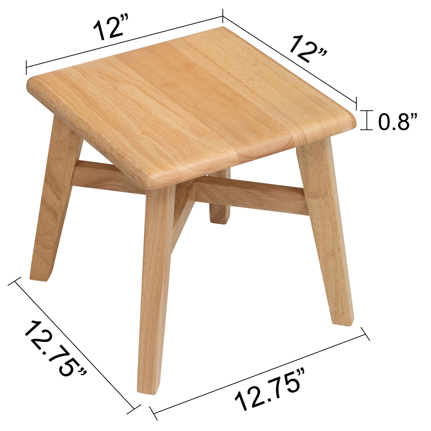 eHemco Solid Hardwood Step Stool with Double Cross Brace Support for Adults and Kids, 12.25 Inches