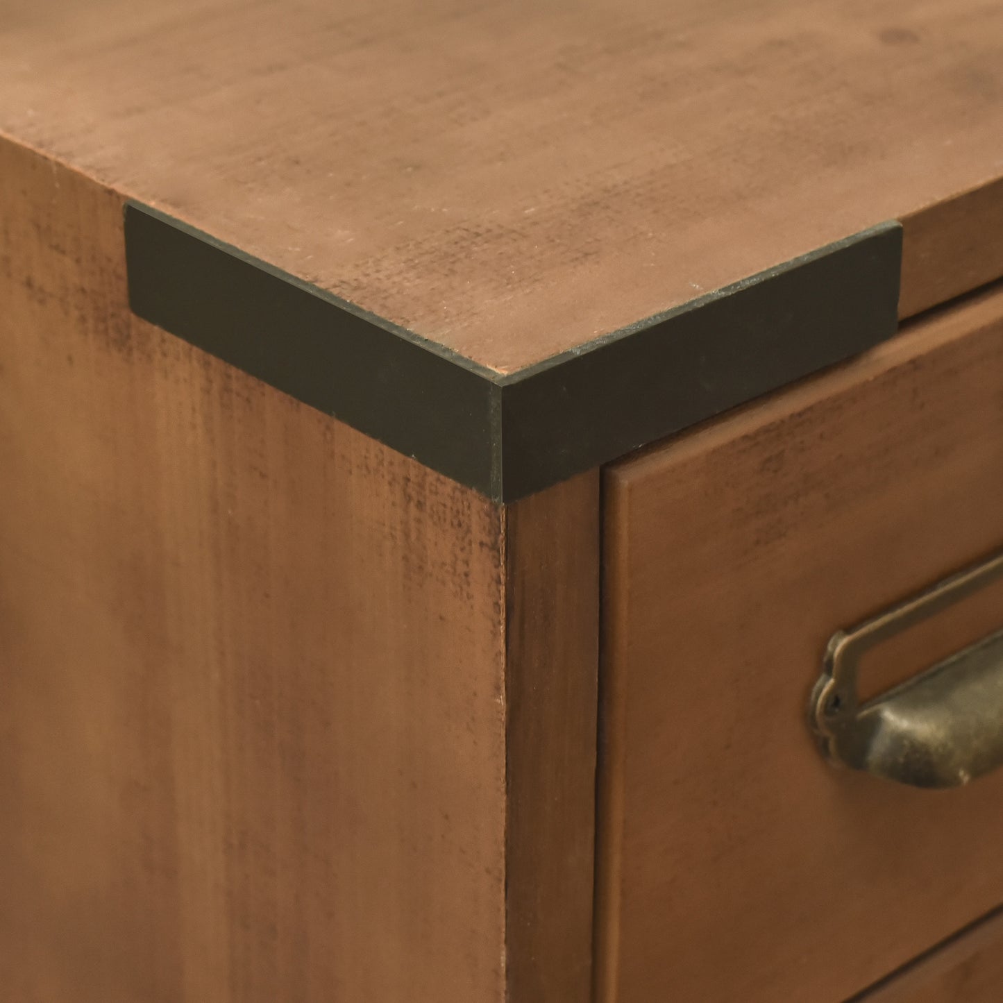 eHemco Antique Style 4-Drawer Storage End Table Side Table with Metal Hairpin Legs