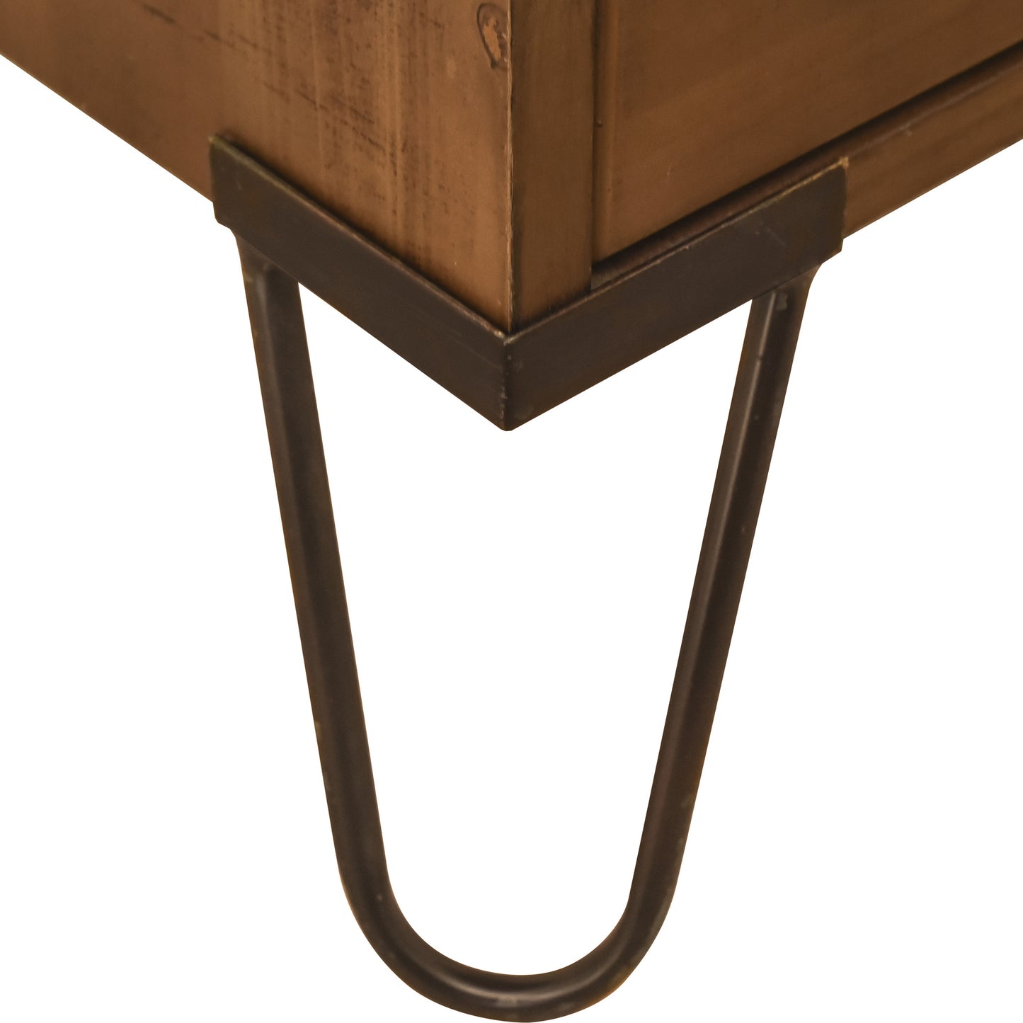 eHemco Antique Style 4-Drawer Storage End Table Side Table with Metal Hairpin Legs