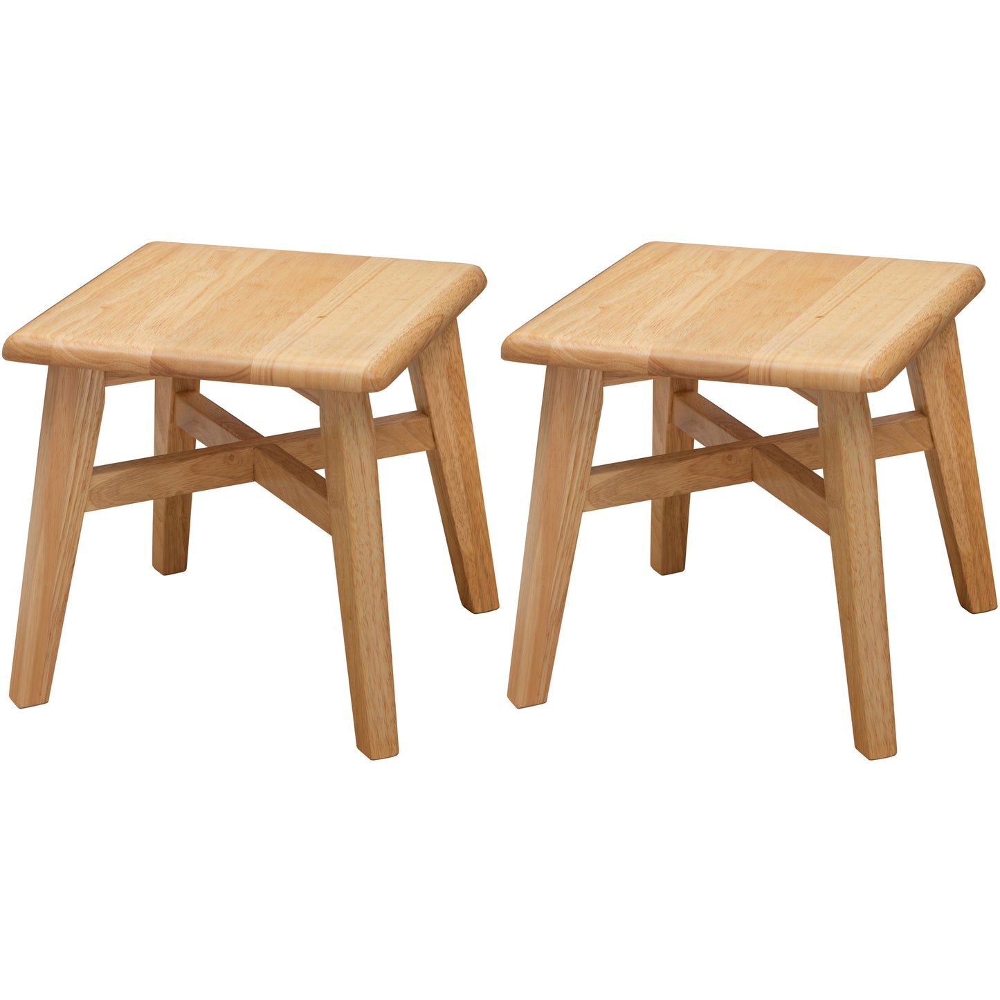 eHemco Solid Hardwood Step Stool with Double Cross Brace Support for Adults and Kids, 12.25 Inches, Set of 2