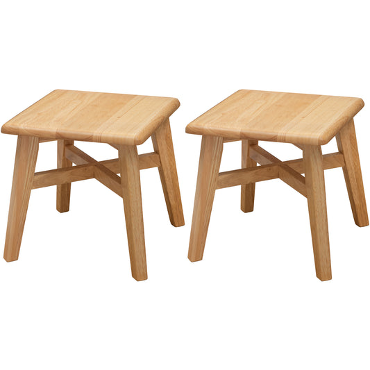 eHemco Solid Hardwood Step Stool with Double Cross Brace Support for Adults and Kids, 12.25 Inches, Set of 2