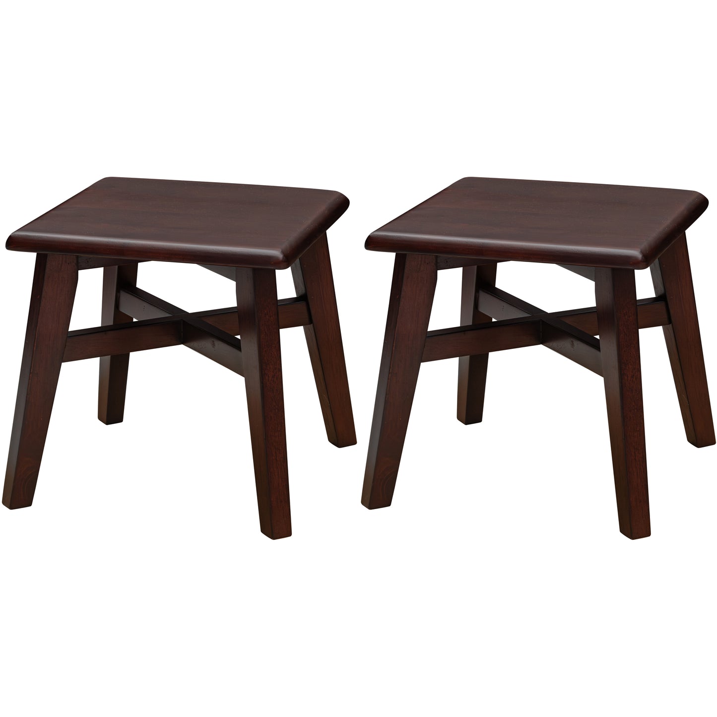 eHemco Solid Hardwood Step Stool with Double Cross Brace Support for Adults and Kids, 12.25 Inches, Set of 2