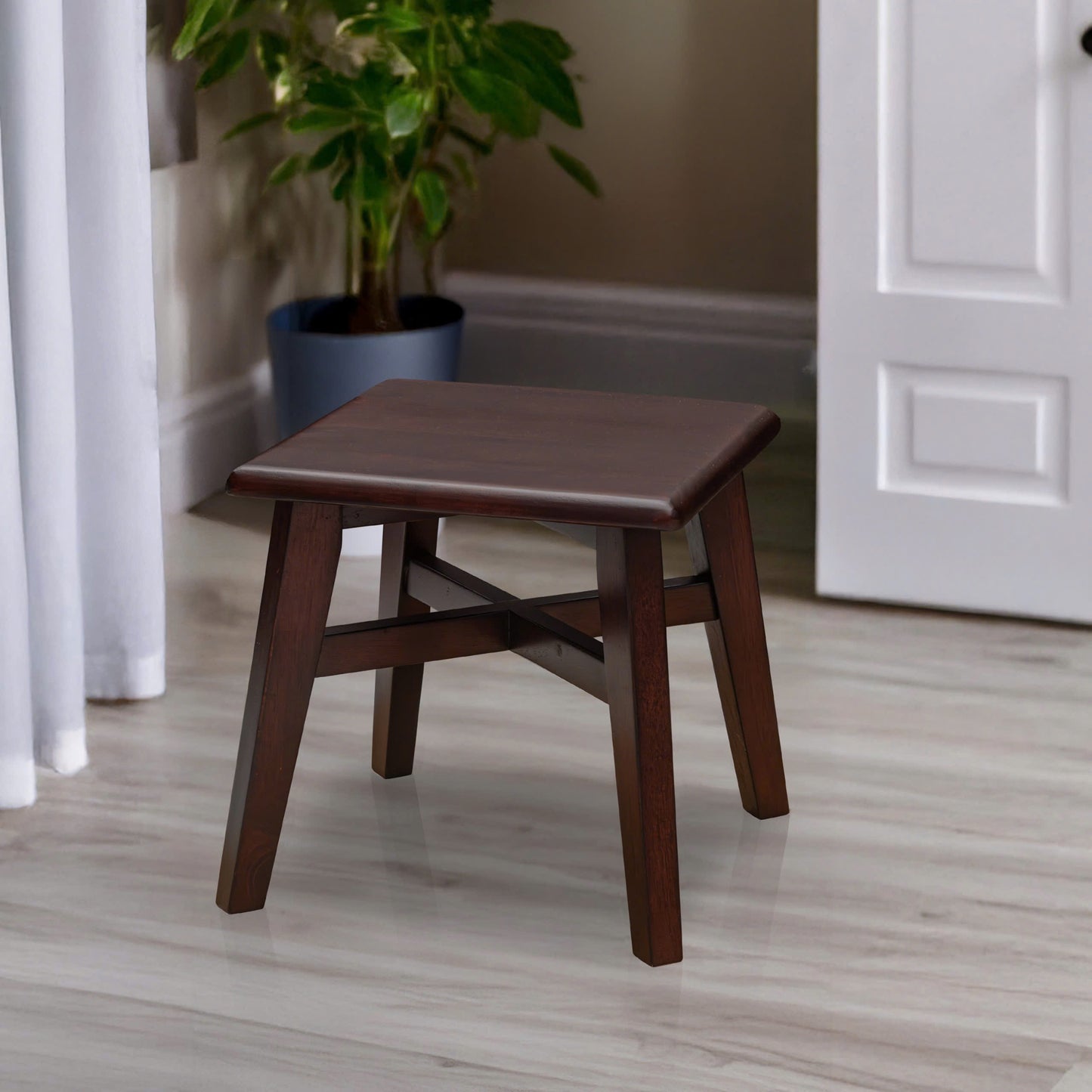eHemco Solid Hardwood Step Stool with Double Cross Brace Support for Adults and Kids, 12.25 Inches, Set of 2