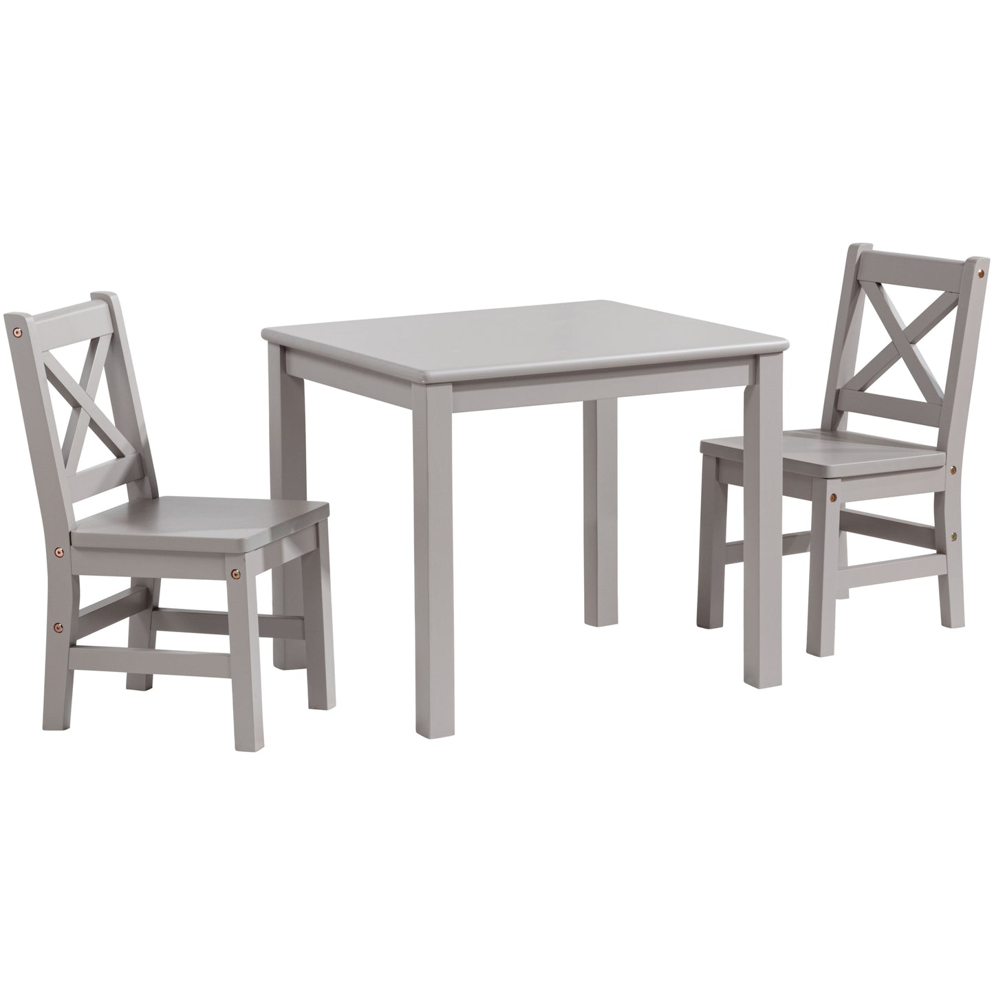 eHemco Solid Hard Wood Kids Table and X-Back Chairs, 3 Piece Set
