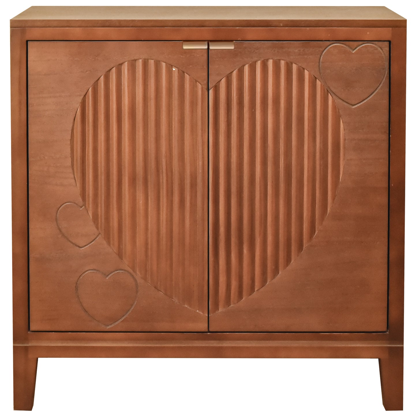 eHemco Kawaii Sweetheart 2-Door Storage Cabinet, Antique Walnut, 30 x 14 x 31 Inches, Heart Carved Design