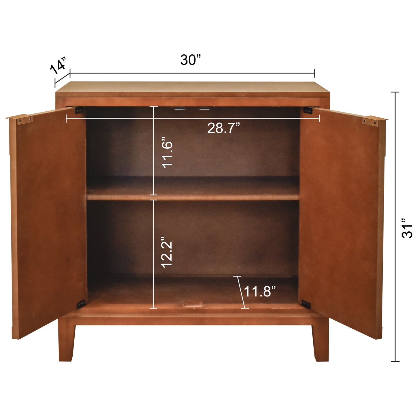eHemco Kawaii Sweetheart 2-Door Storage Cabinet, Antique Walnut, 30 x 14 x 31 Inches, Heart Carved Design