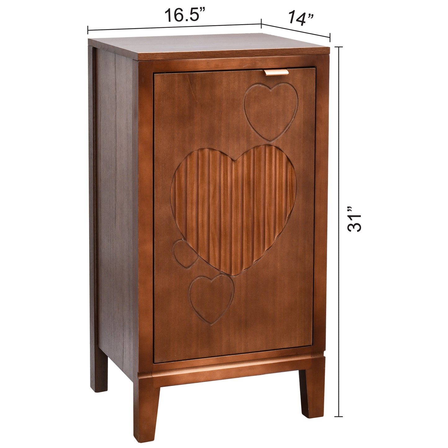 eHemco Kawaii Sweetheart End Table, 16.5 x 14 x 31 Inches, Indoor Living Room Side Table, Antique Walnut