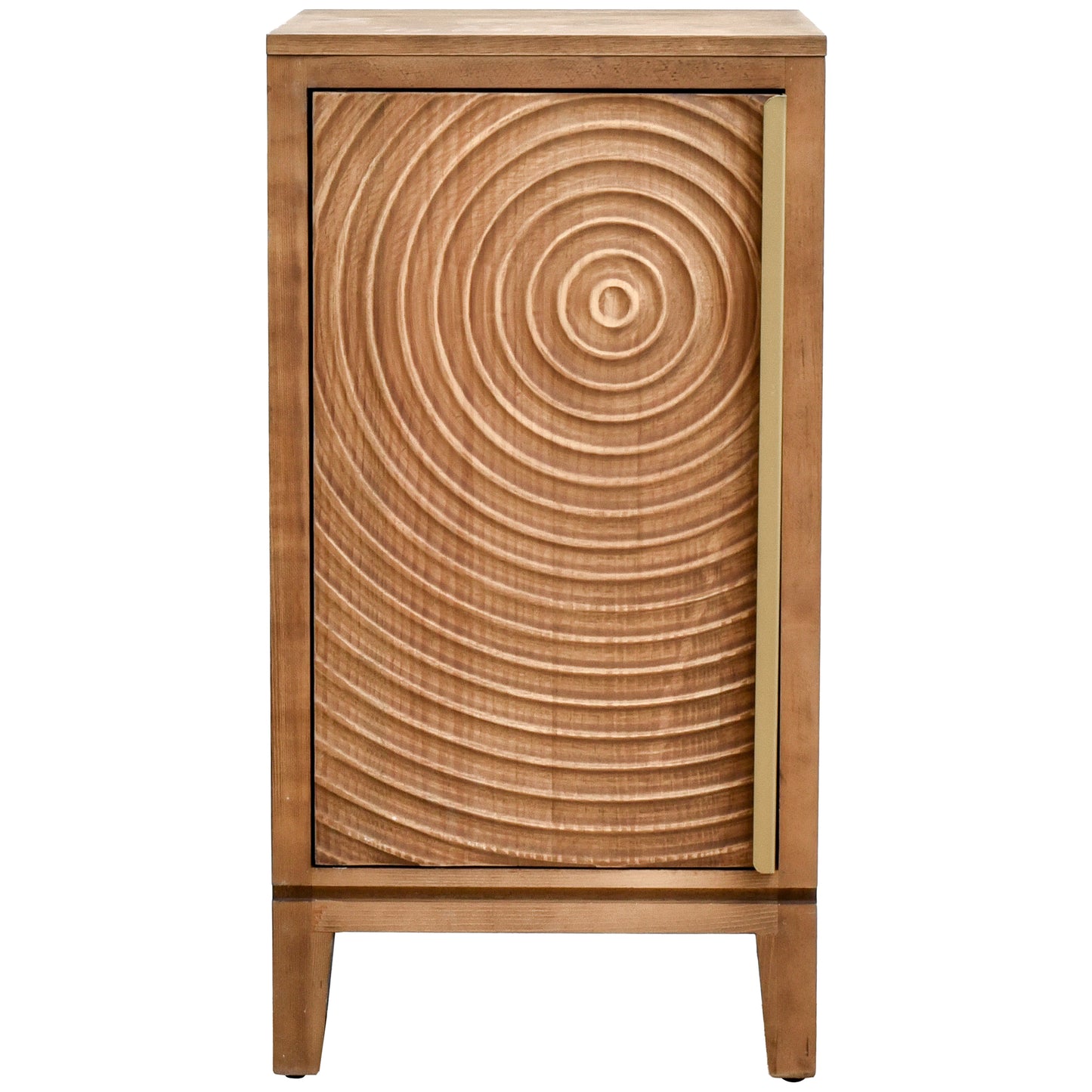 eHemco Geometric Ripple End Table with Storage, Modern Retro Style, 16.5 x 14 x 31 Inches, Indoor Living Room Furniture, Natural Finish