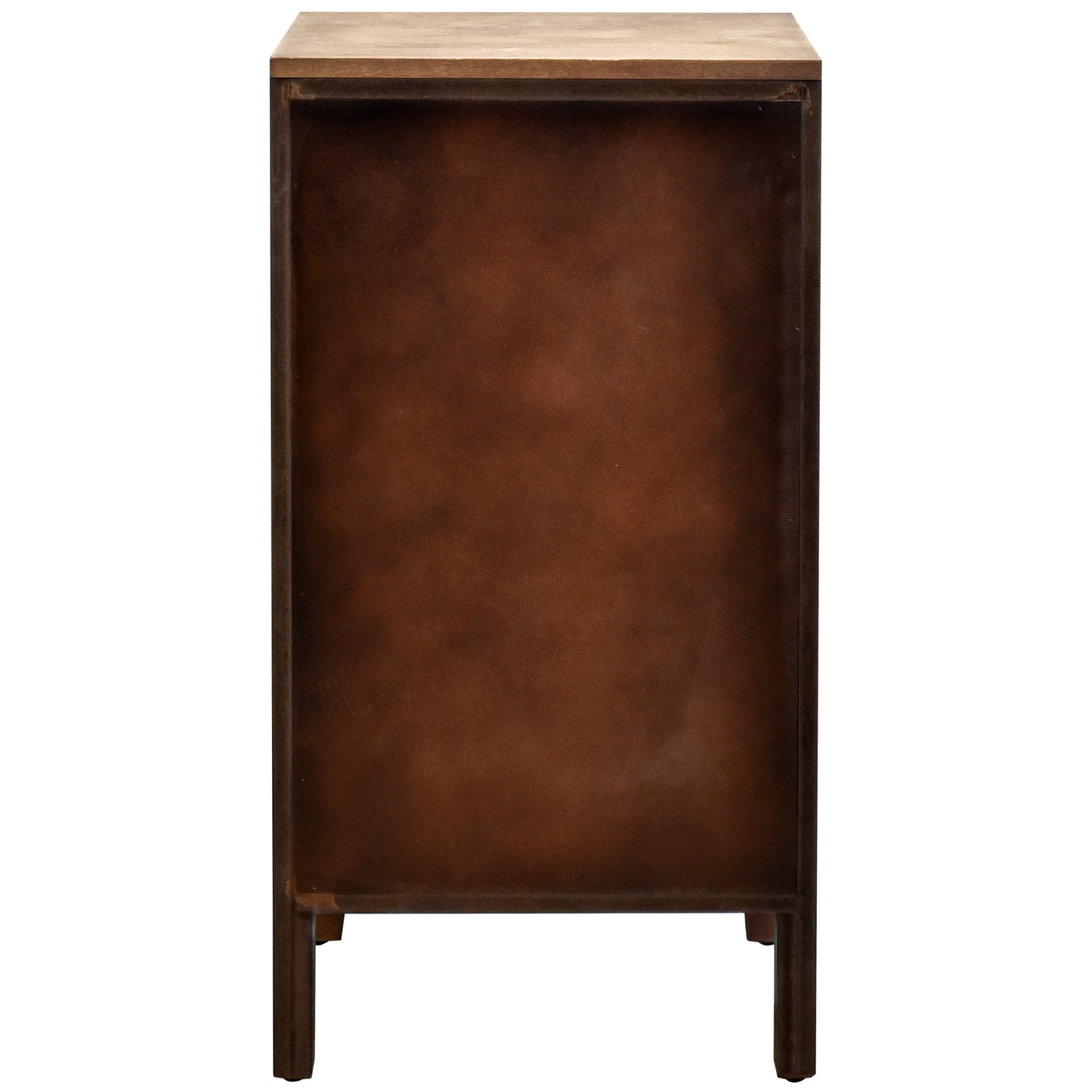 eHemco Geometric Ripple End Table with Storage, Modern Retro Style, 16.5 x 14 x 31 Inches, Indoor Living Room Furniture, Natural Finish