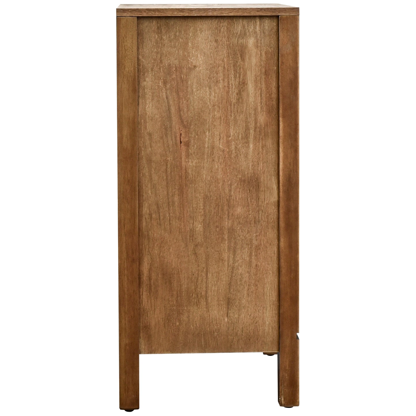 eHemco Geometric Ripple End Table with Storage, Modern Retro Style, 16.5 x 14 x 31 Inches, Indoor Living Room Furniture, Natural Finish