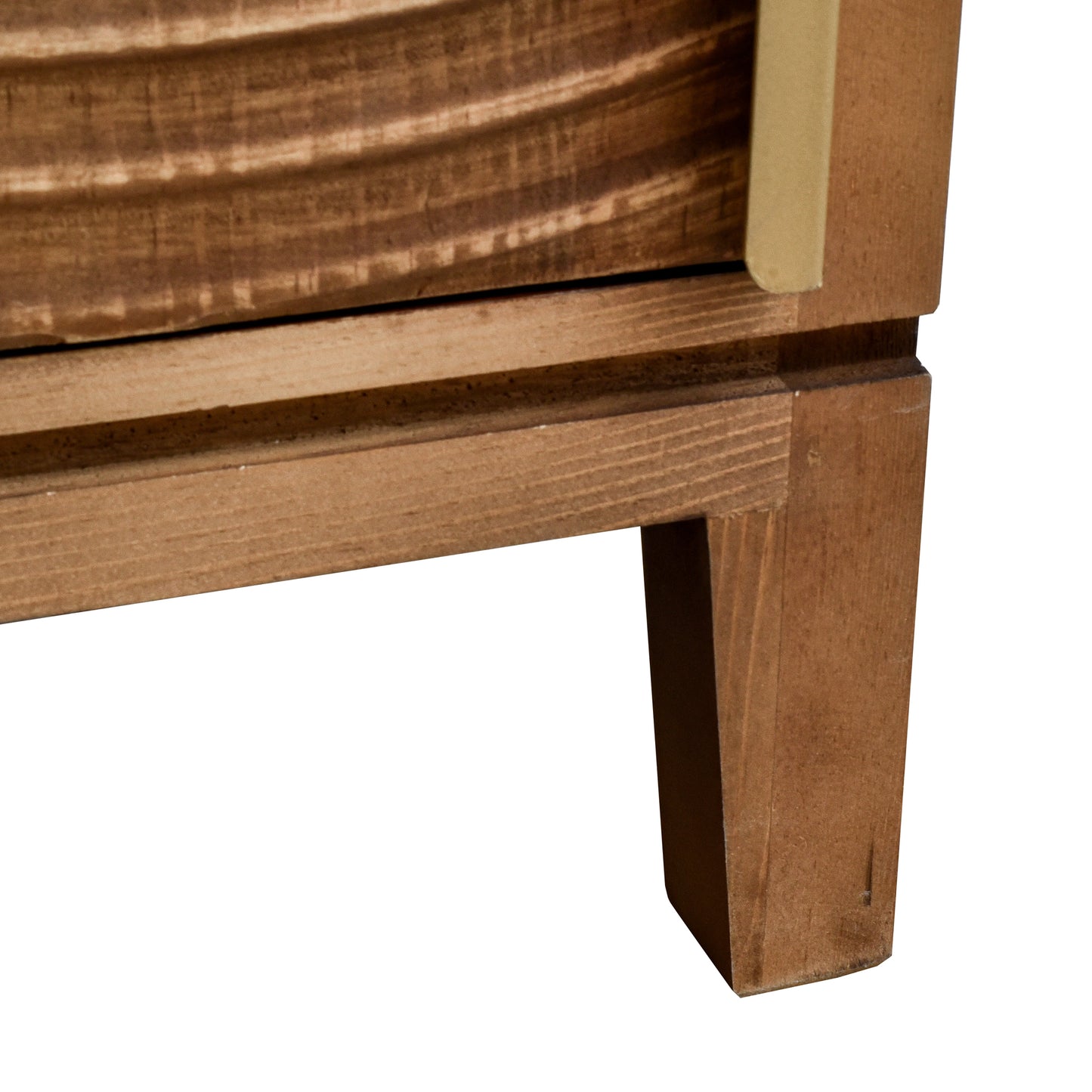 eHemco Geometric Ripple End Table with Storage, Modern Retro Style, 16.5 x 14 x 31 Inches, Indoor Living Room Furniture, Natural Finish