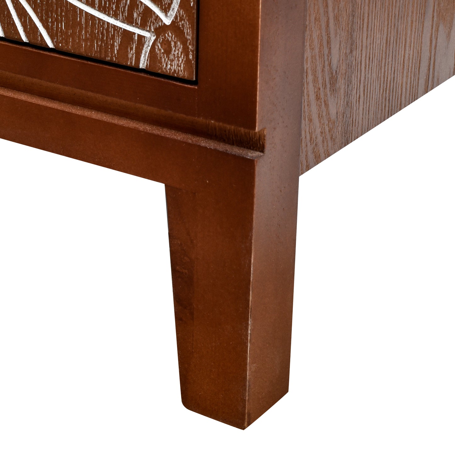 eHemco Tropical Monstera Door Accent End Table, Modern Retro Style, 16.5 x 14 x 31 Inches, Antique Walnut Finish