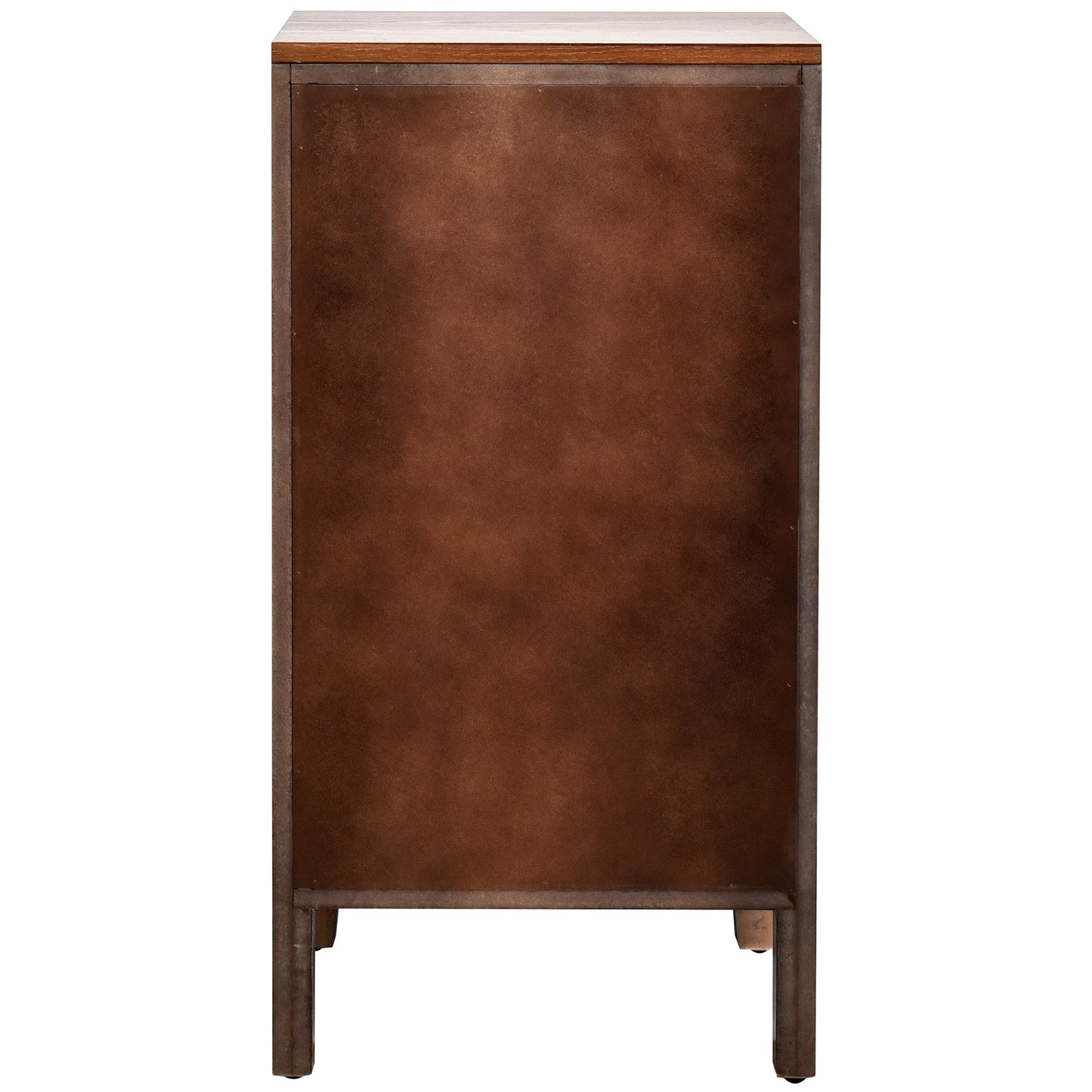 eHemco Tropical Monstera Door Accent End Table, Modern Retro Style, 16.5 x 14 x 31 Inches, Antique Walnut Finish