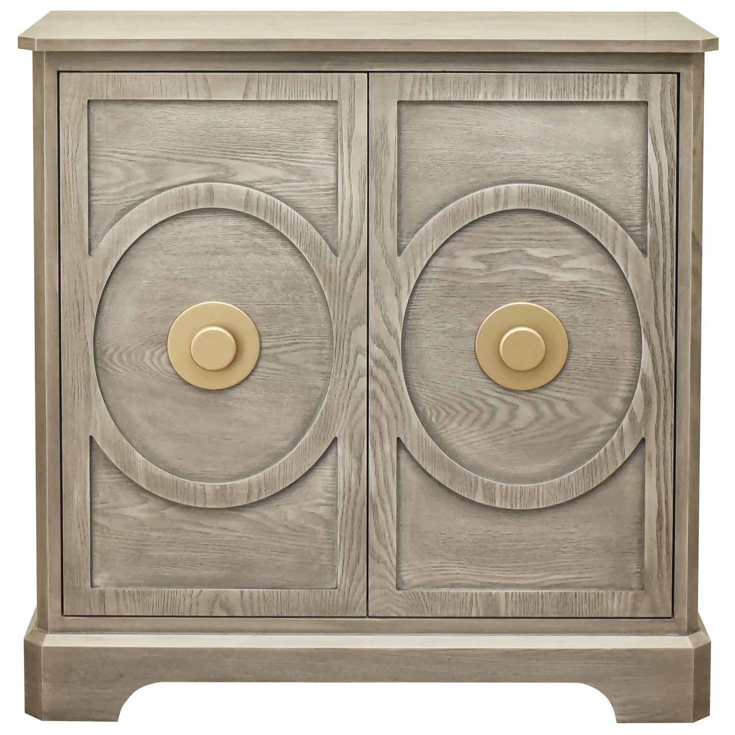 eHemco Art Deco 2-Door Storage Cabinet with Gold Accent Knob, Modern Retro Style, 32 x 14 x 33 Inches, Light Gray
