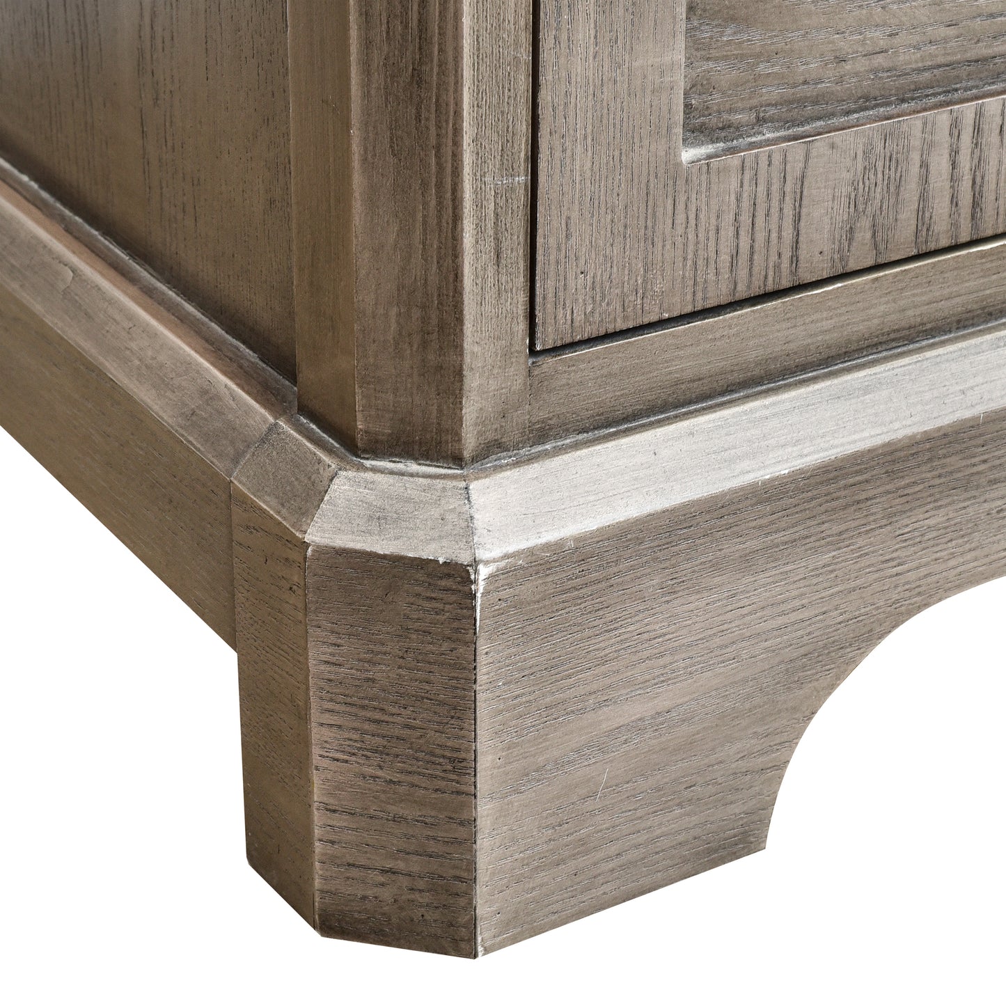 eHemco Art Deco End Table with Gold Accent Knob, Rectangular Side Table with Storage, Modern Retro Style, 18 x 14 x 30.5 Inches, Light Gray