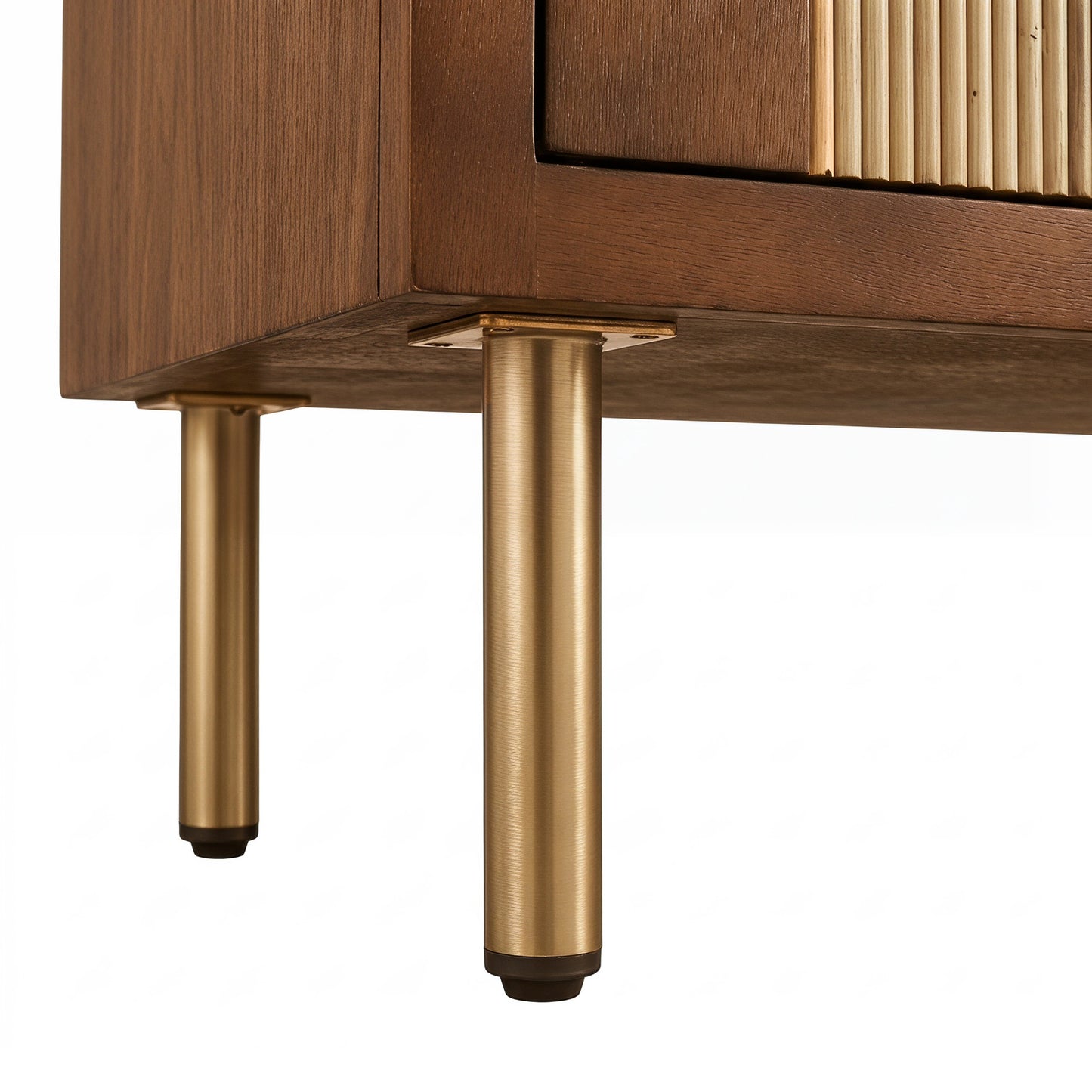 eHemco Modern 2-Door Storage Cabinet, Two-Toned Ribbed Parquet Design, 32 x 14 x 31.5 Inches, Antique Walnut and Natural Finish