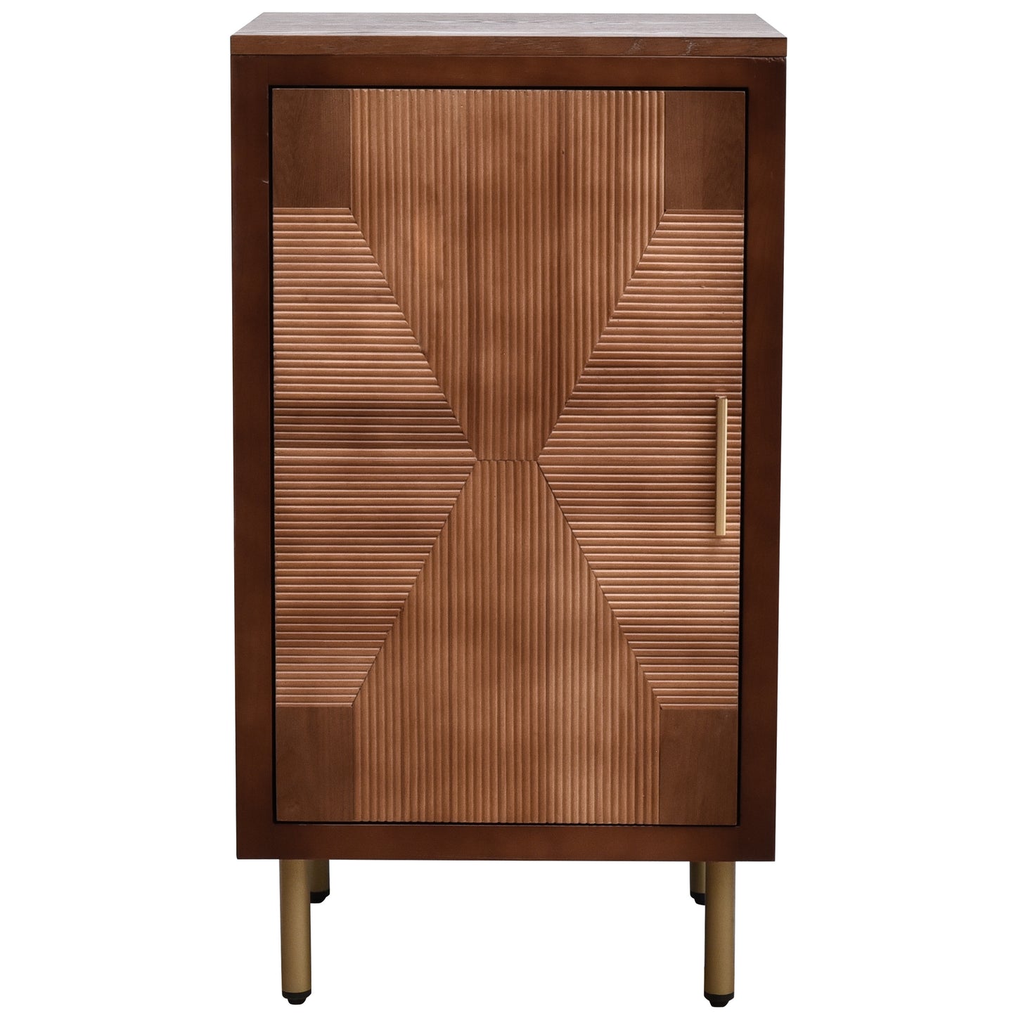 eHemco Modern End Table with Storage, Two-toned Ripped Parquet Design, 17 x 14 x 30 Inches, Antique Walnut and Natural Finish