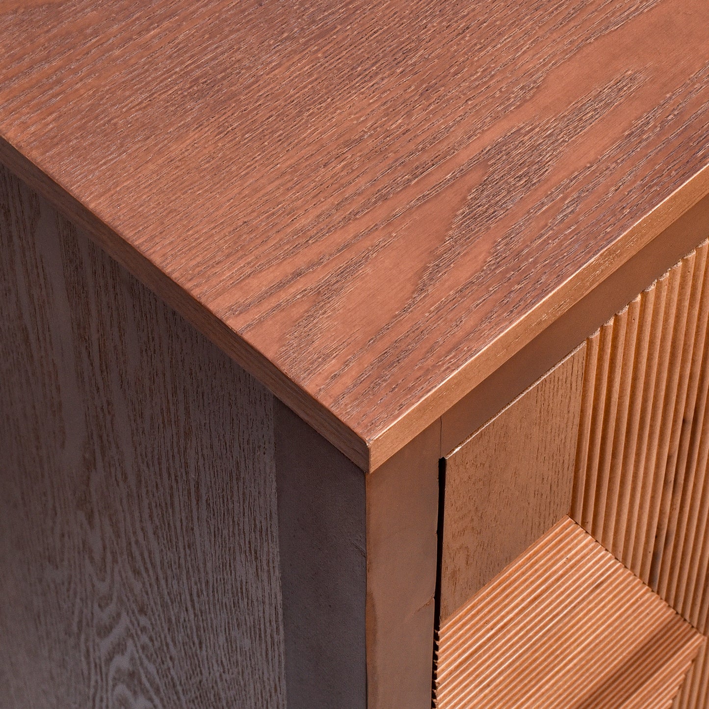 eHemco Modern End Table with Storage, Two-toned Ripped Parquet Design, 17 x 14 x 30 Inches, Antique Walnut and Natural Finish
