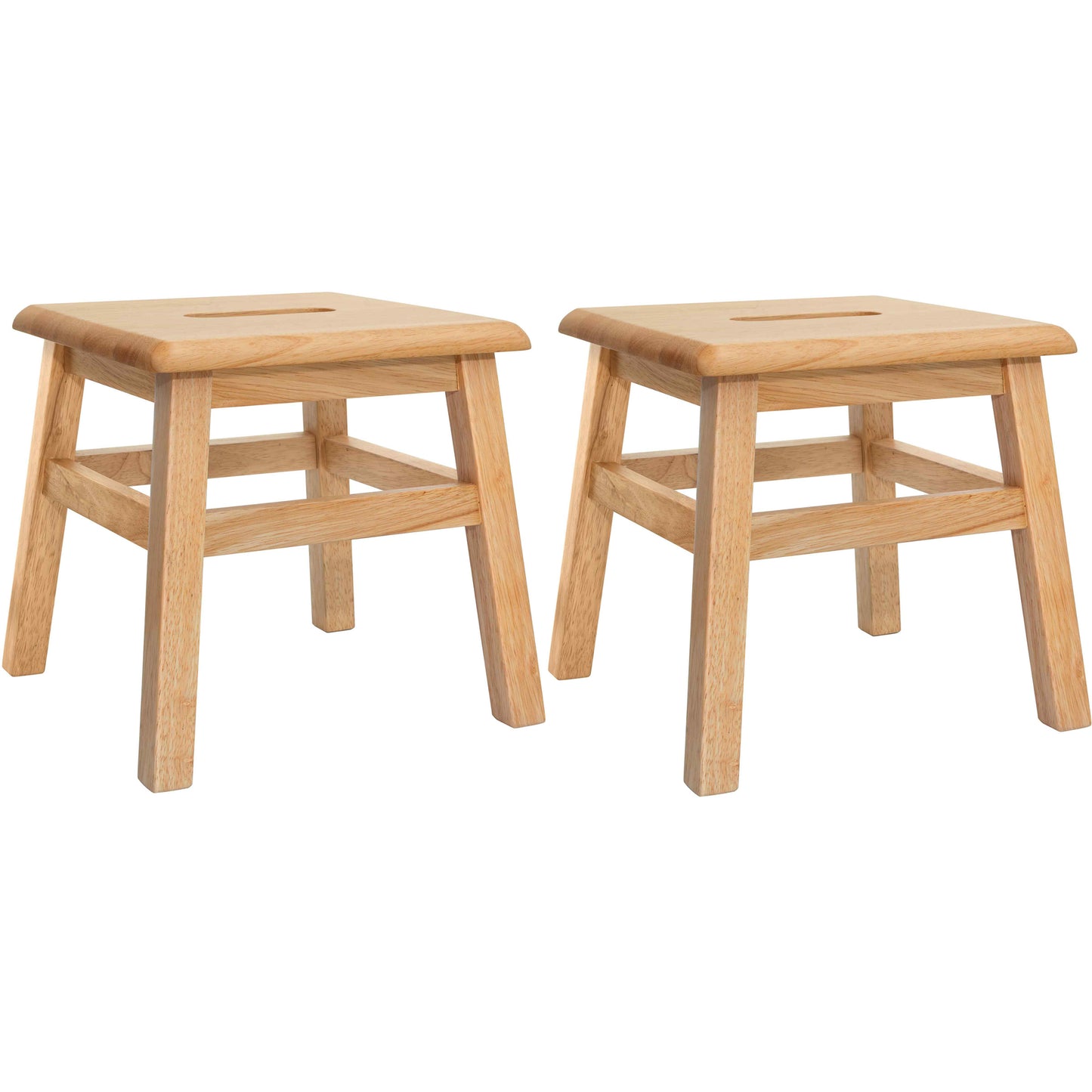 eHemco Solid Hardwood Wooden Step Stool for Adults and Kids, 12.25 Inches Height, Set of 2