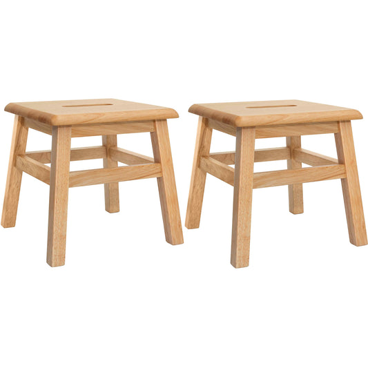 eHemco Solid Hardwood Wooden Step Stool for Adults and Kids, 12.25 Inches Height, Set of 2