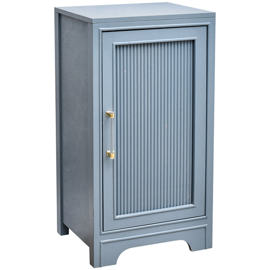 eHemco Azure Grey Ribbed End Table, Side Table with Storage, Modern Retro Style, 18 x 14 x 30.5 Inches