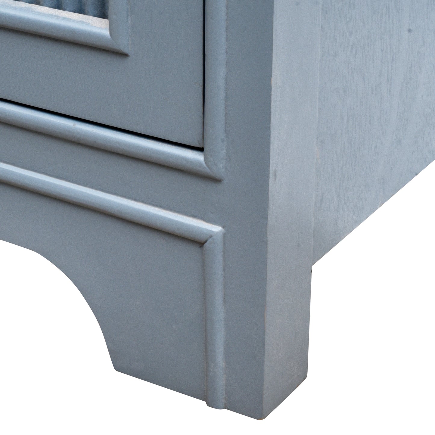 eHemco Azure Grey Ribbed End Table, Side Table with Storage, Modern Retro Style, 18 x 14 x 30.5 Inches