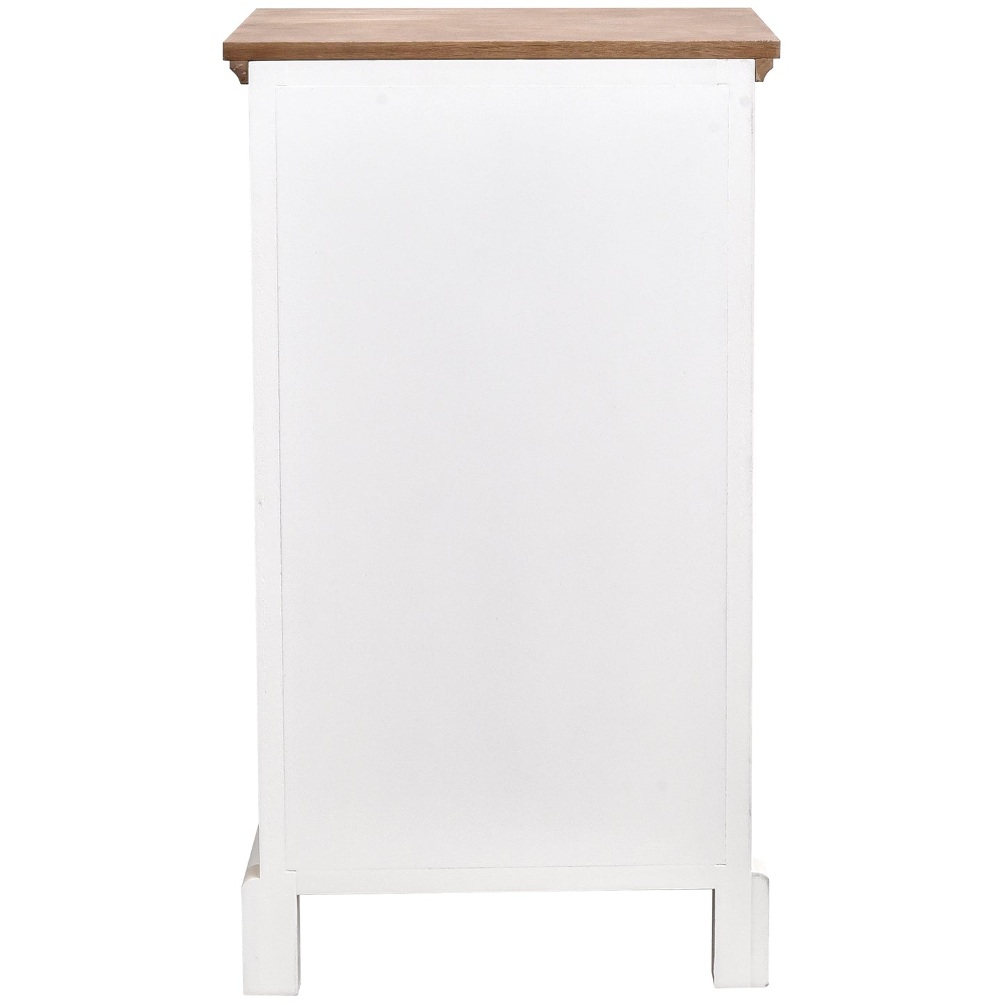 eHemco Ornate Floral Carved End Table with Storage, 18 x 14 x 30.5 Inches, Retro Style Living Room Furniture, Natural and White