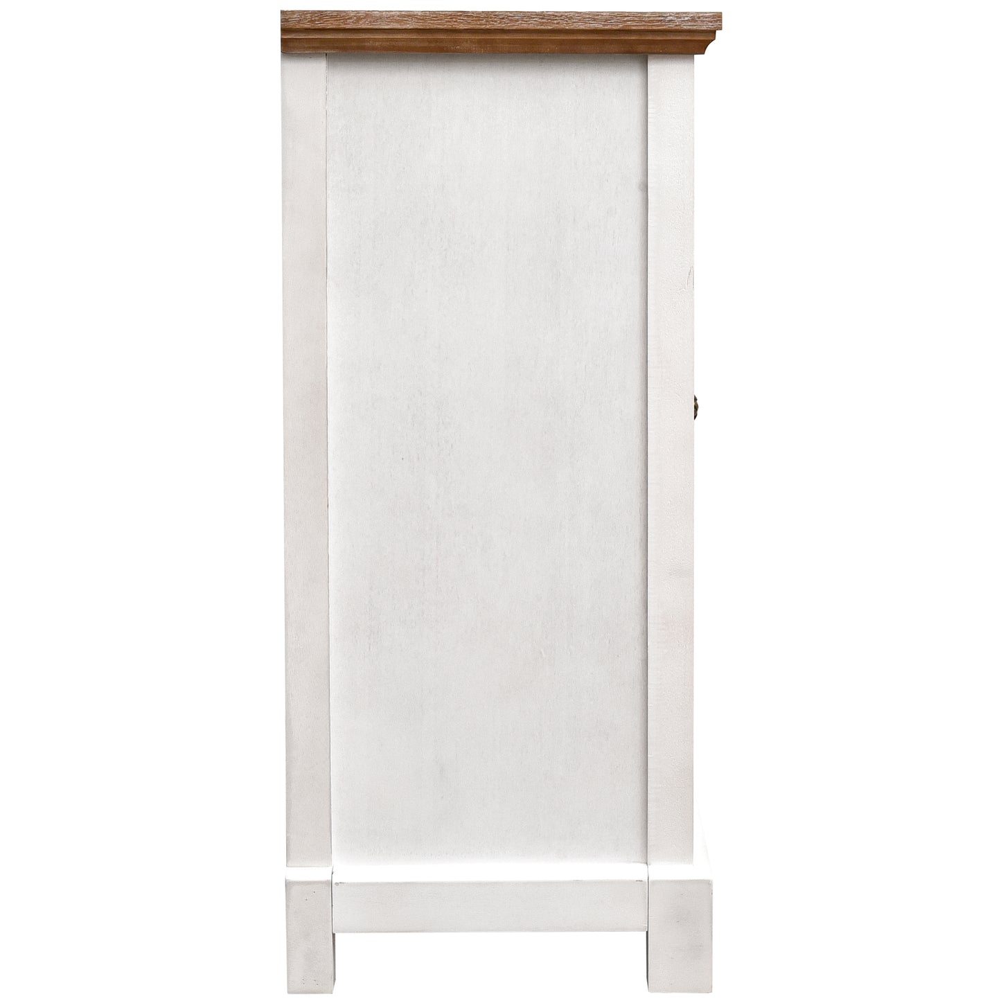 eHemco Ornate Floral Carved End Table with Storage, 18 x 14 x 30.5 Inches, Retro Style Living Room Furniture, Natural and White
