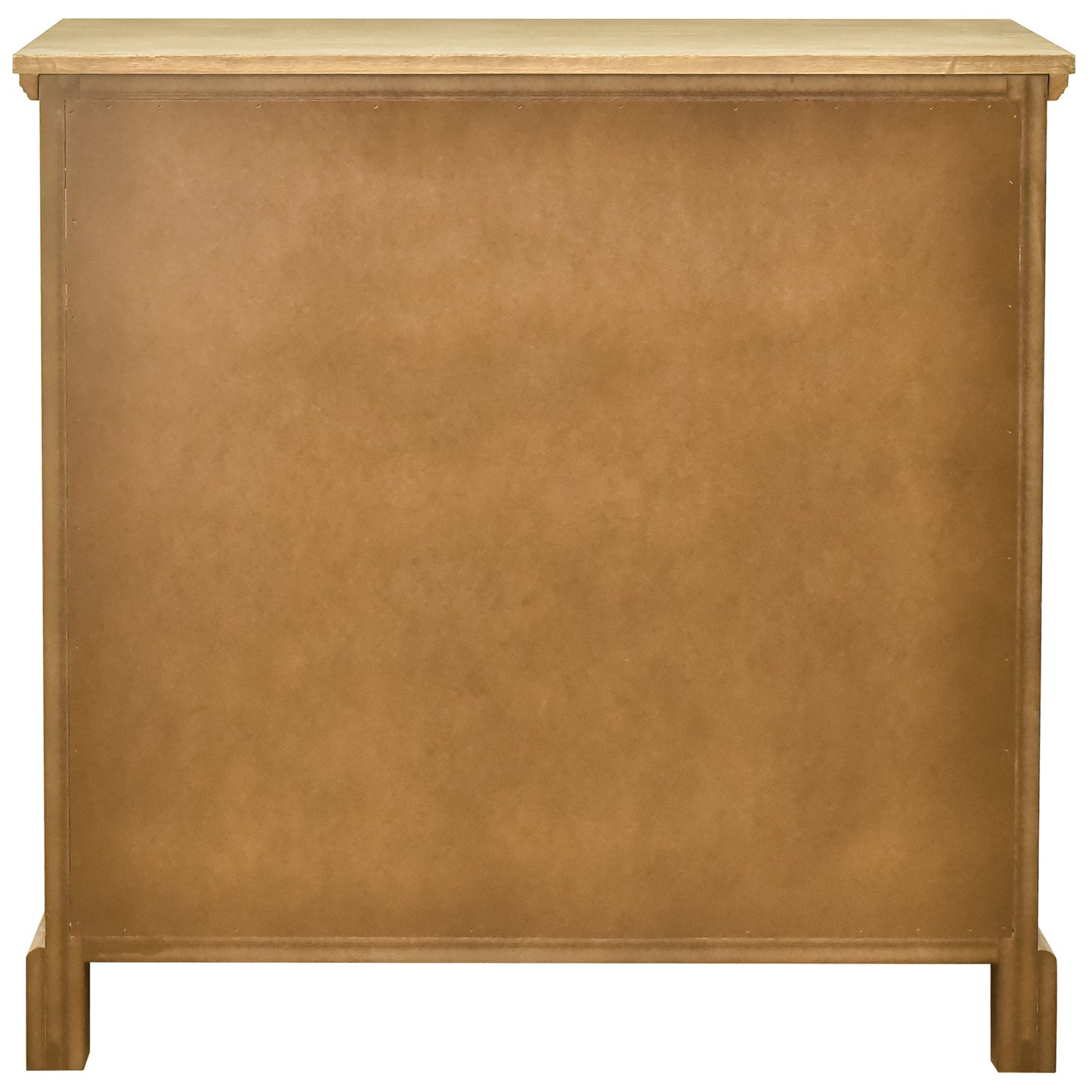eHemco 2-Door Storage Cabinet with Hollow Floral Carved Doors, Natural, 32 x 14 x 33 Inches