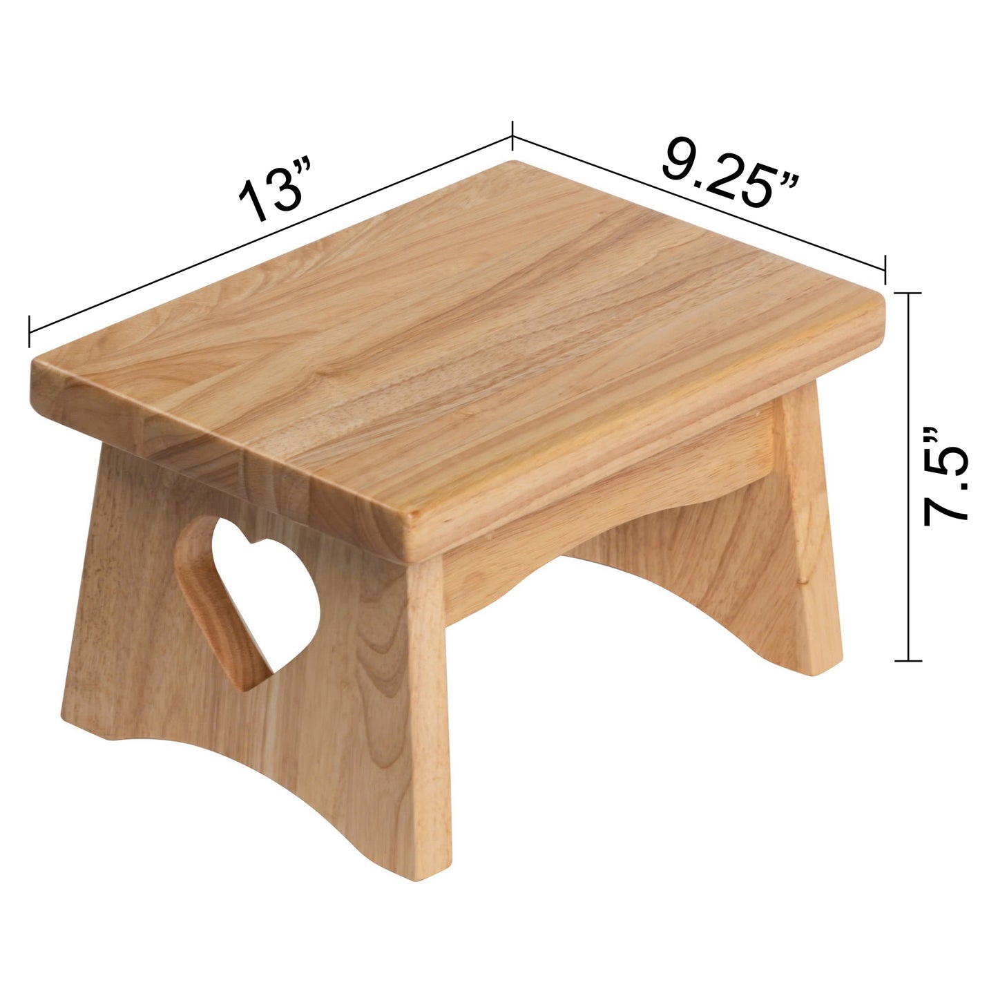 eHemco Rectangular Solid Hardwood Step Stool for Adults and Kids, 7.5 Inches Height