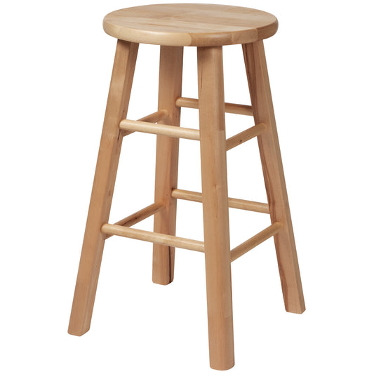 eHemco Solid Hardwood Counter Height Barstool, Natural Birch, 24 Inches, Round Seat, Fully Assembled