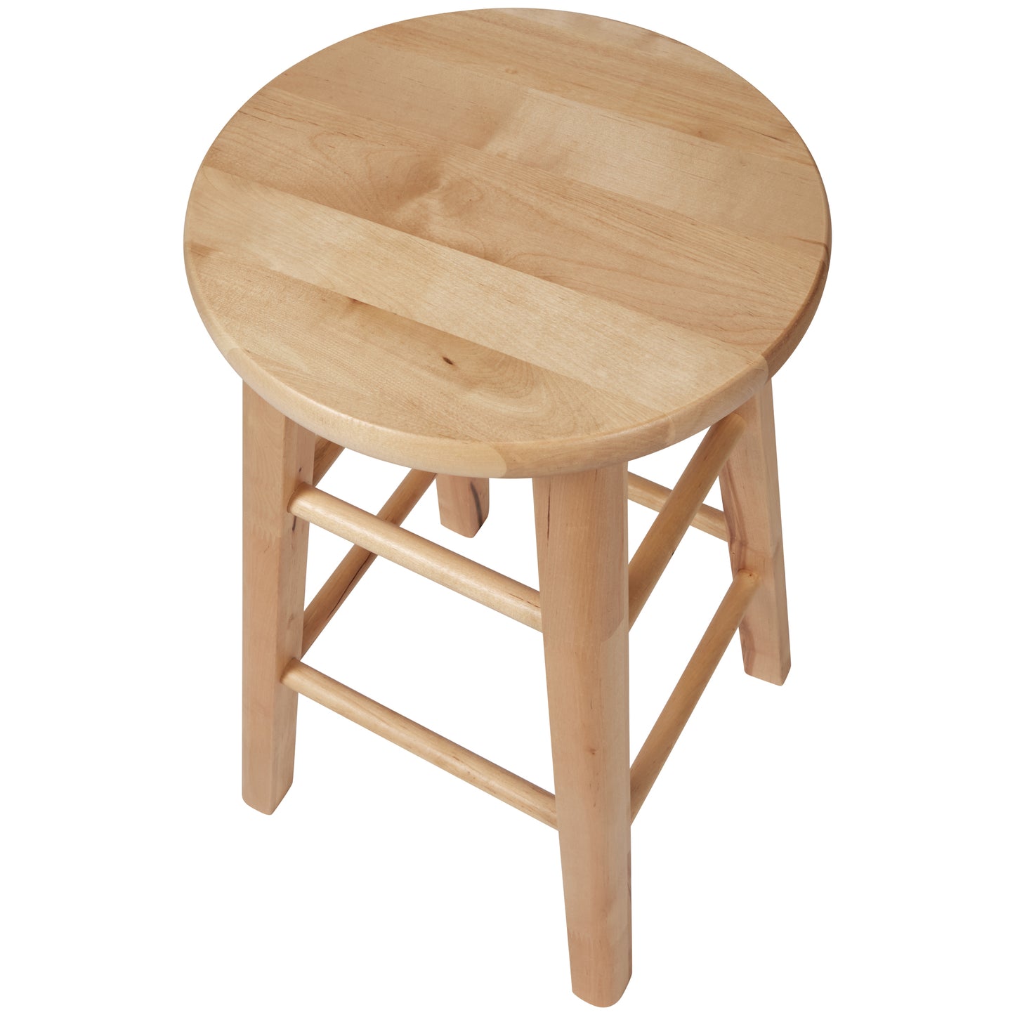 eHemco Solid Hardwood Counter Height Barstool, Natural Birch, 24 Inches, Round Seat, Fully Assembled