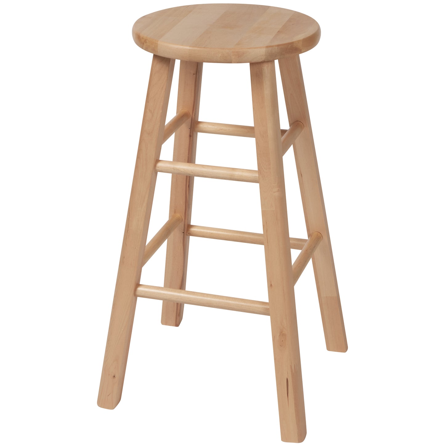 eHemco Solid Hardwood Counter Height Barstool, Natural Birch, 24 Inches, Round Seat, Fully Assembled