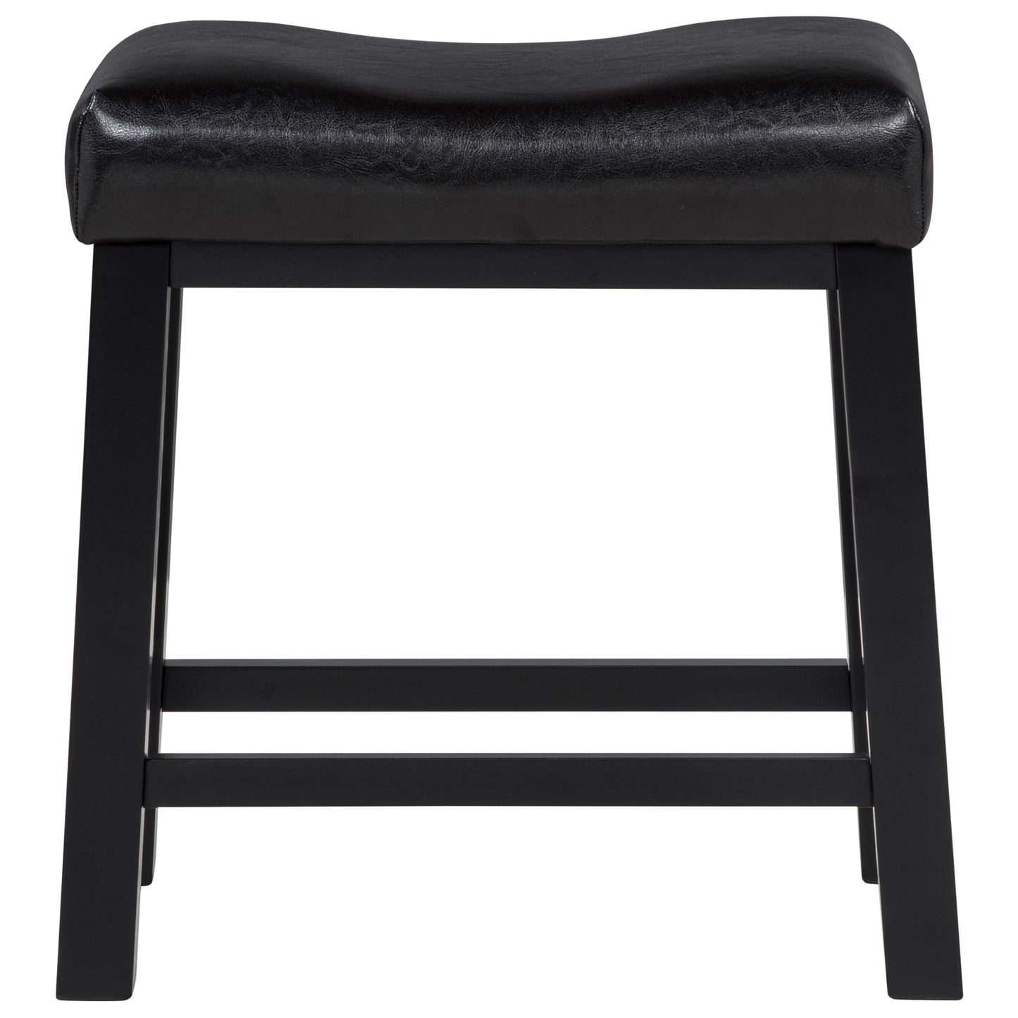 eHemco Heavy-Duty Saddle Kitchen Counter Height Barstools with Wood Legs and Cushion Seat, 19 Inch Height, Black
